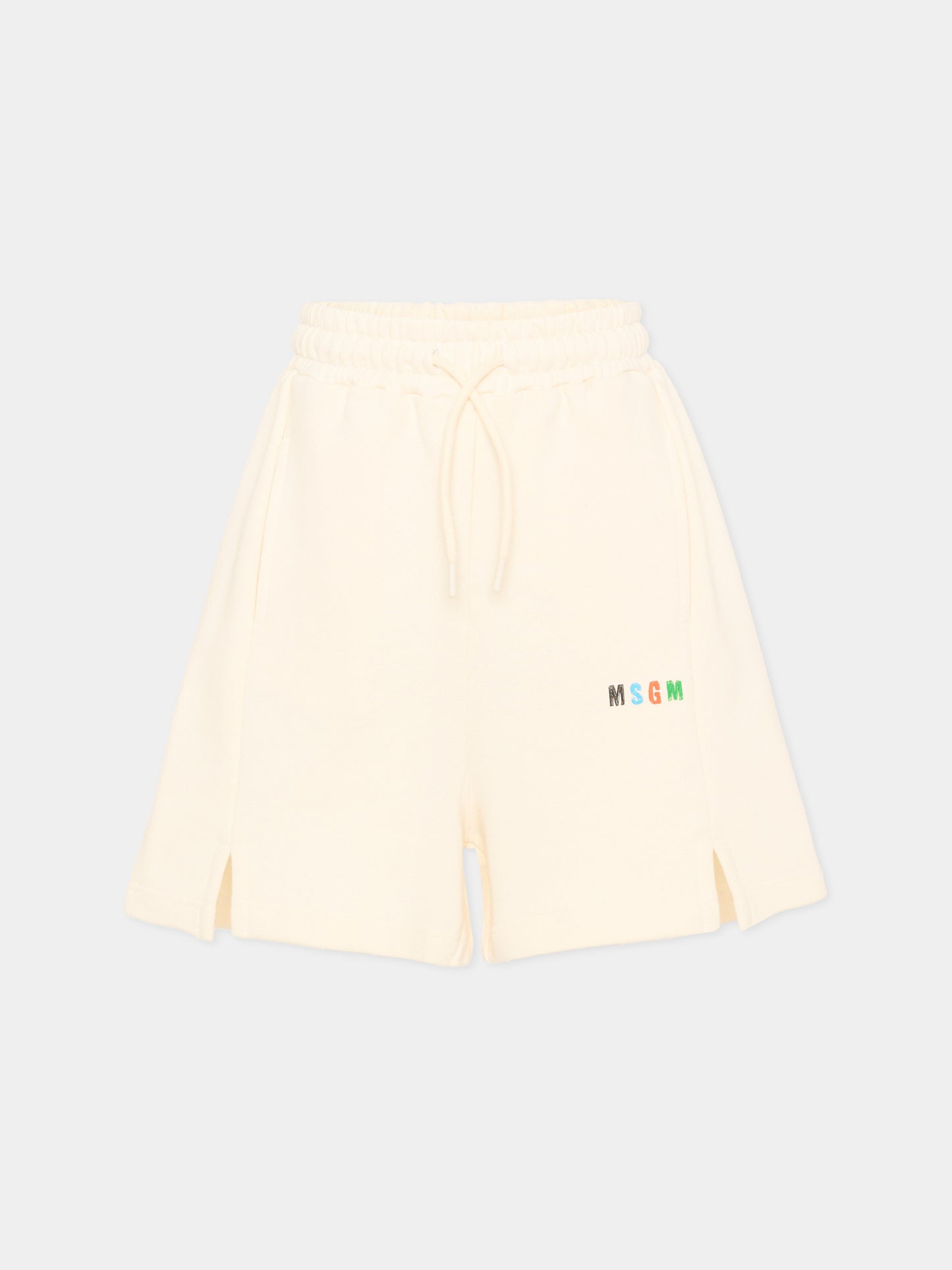 Shorts sportivi avorio per bambino con logo,Msgm Kids,S6MSJBBE235 013