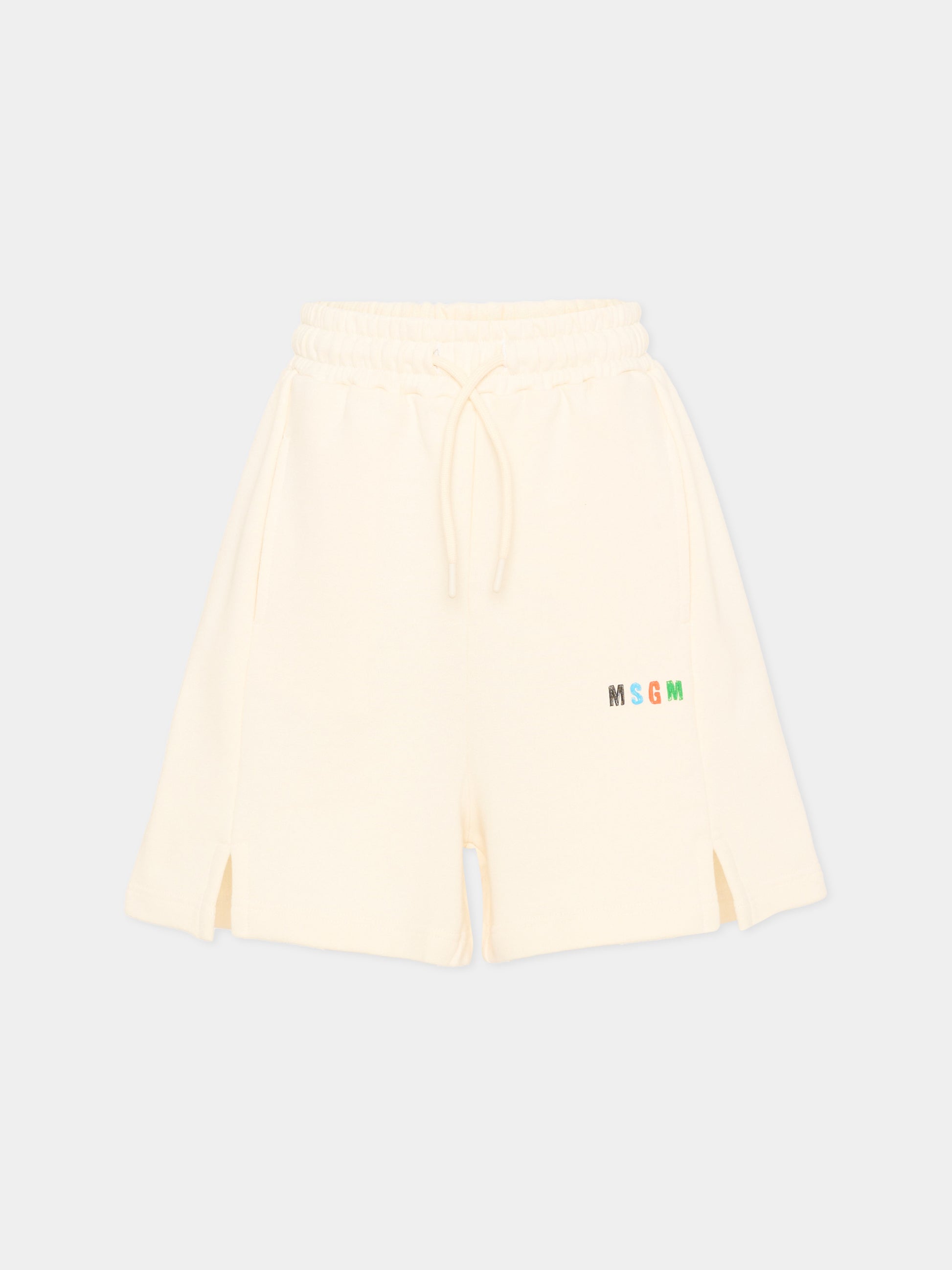 Shorts sportivi avorio per bambino con logo,Msgm Kids,S6MSJBBE235 013