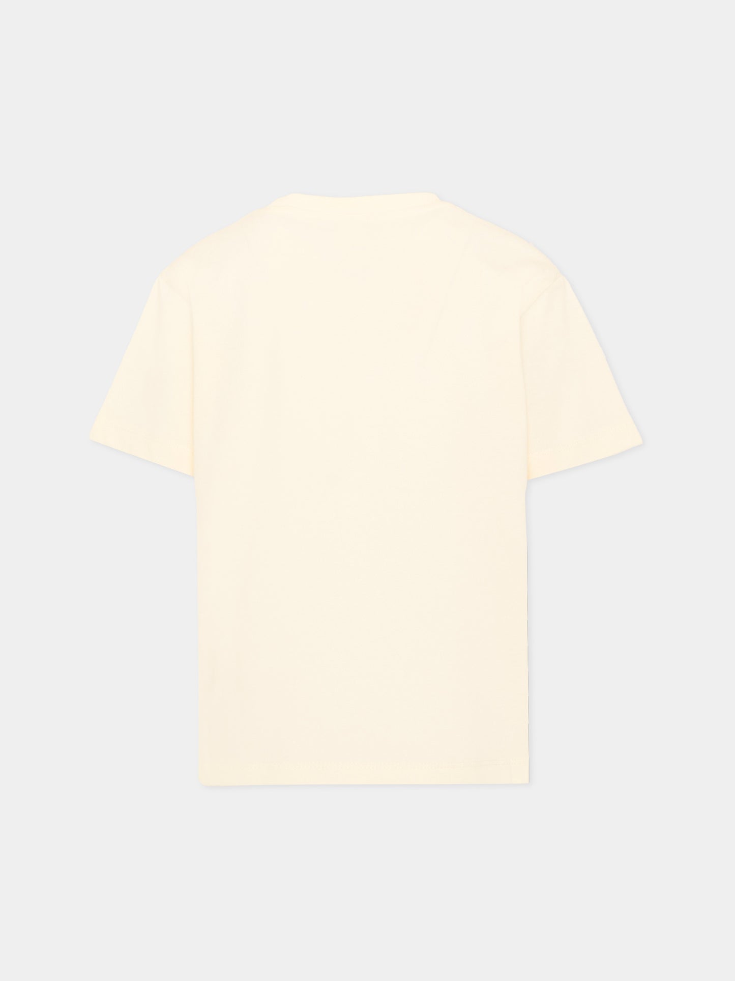 T-Shirt avorio per bambini con logo,Msgm Kids,S6MSJUTH001 013