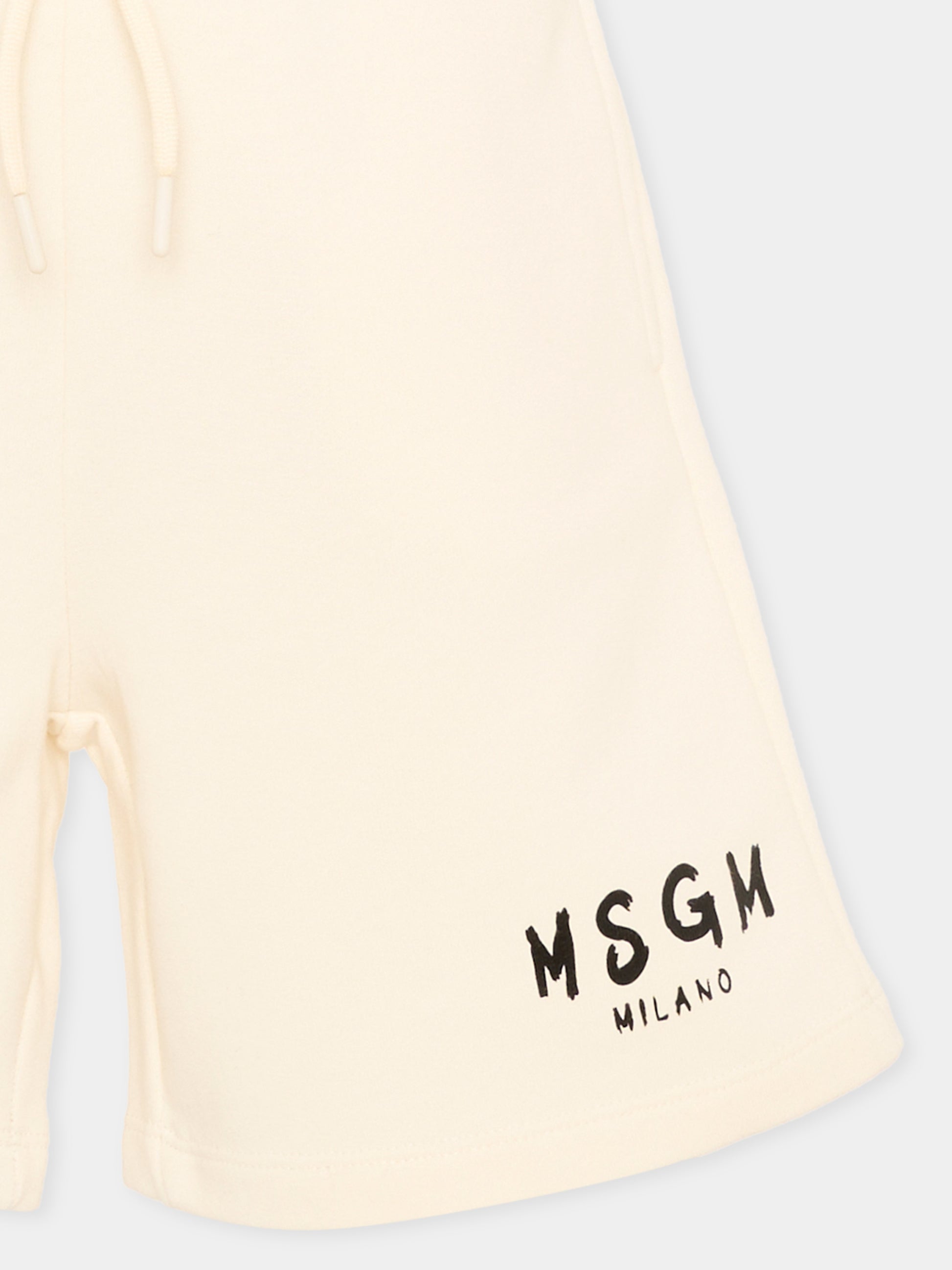Shorts sportivi avorio per bambini con logo,Msgm Kids,S6MSJUBE018 013