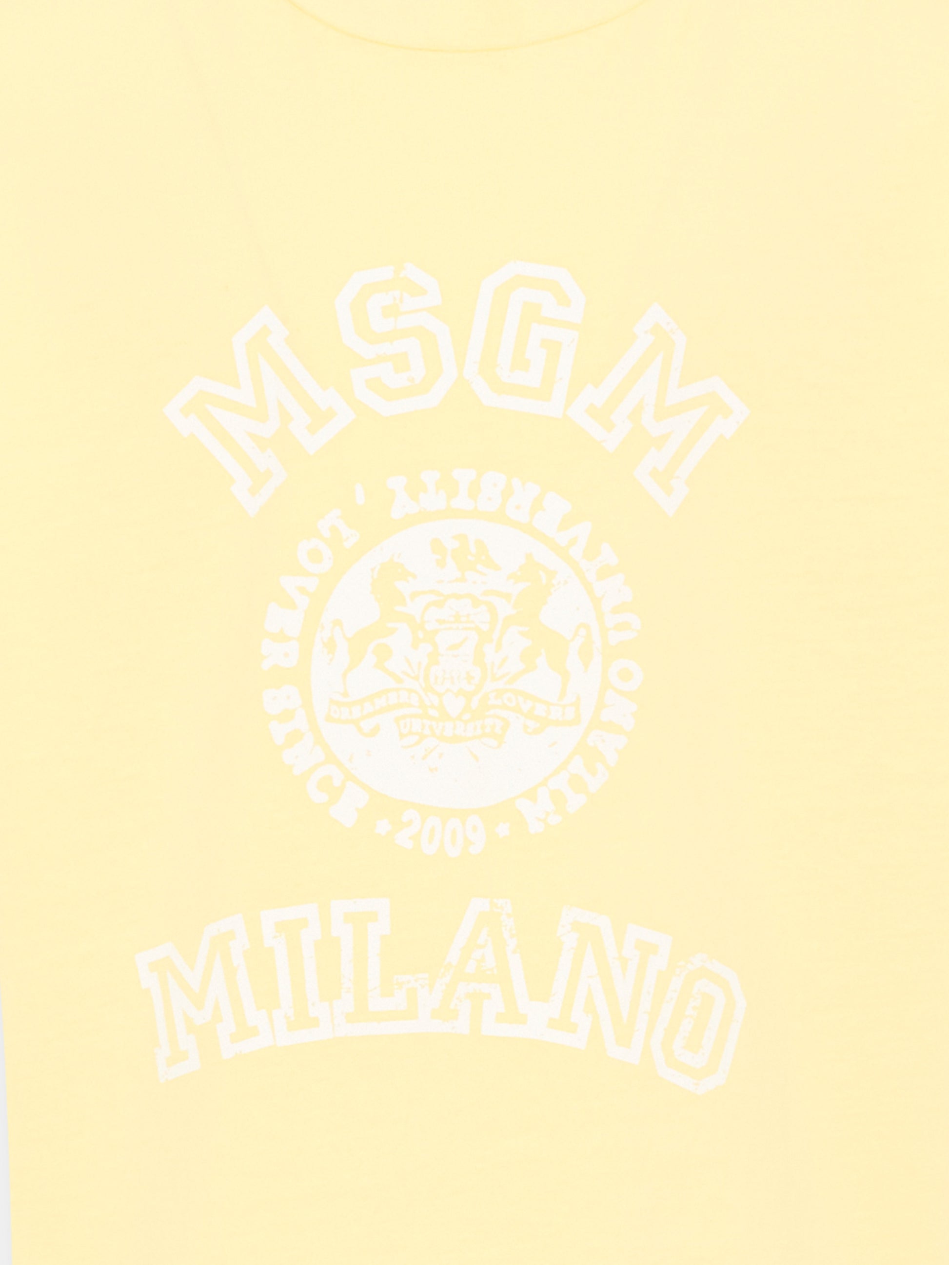 T-Shirt gialla per bambini con logo,Msgm Kids,S6MSJUTH059 MS075
