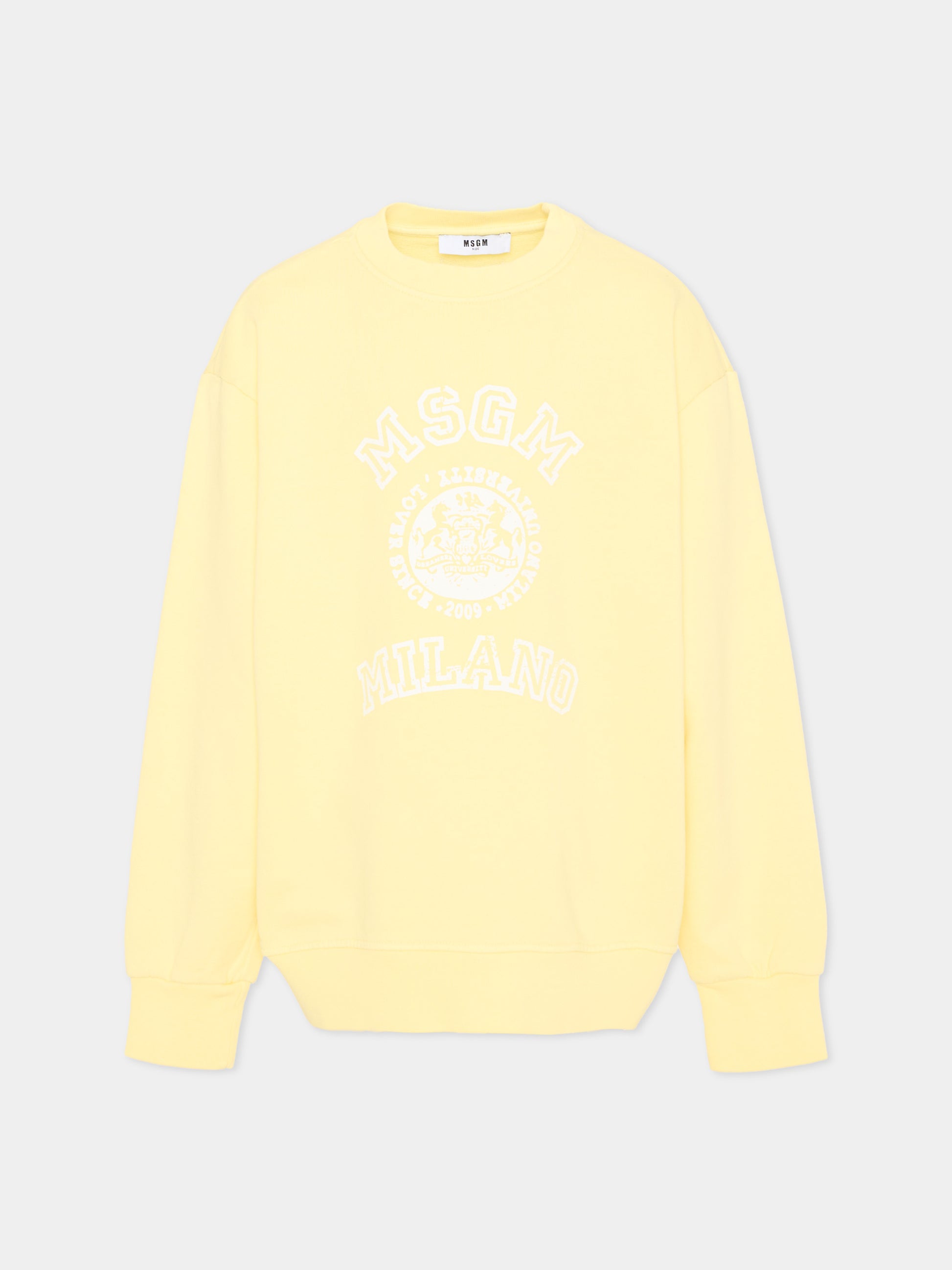Felpa gialla per bambini con logo,Msgm Kids,S6MSJUSW053 MS075