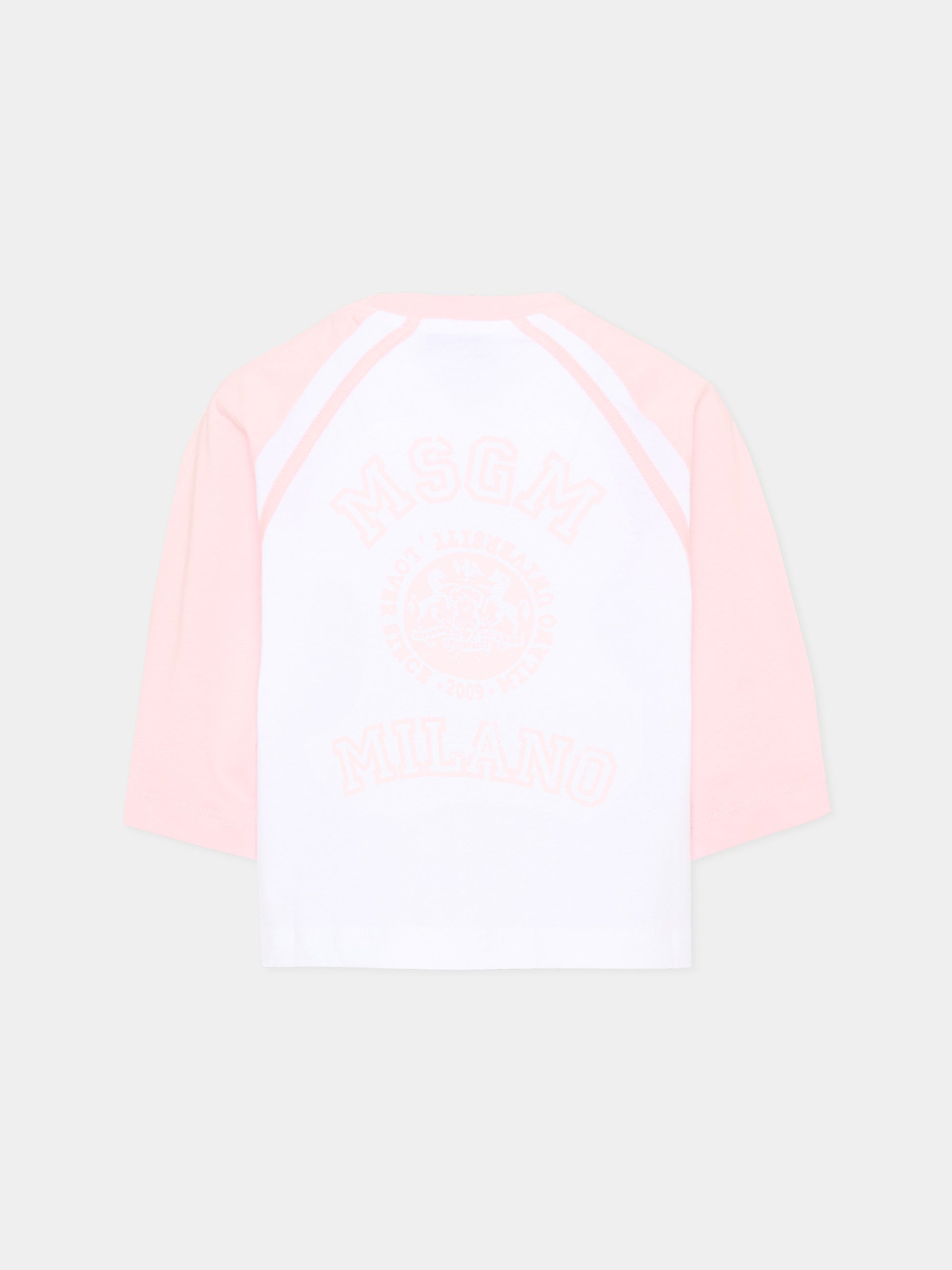T-Shirt bianca per bambina con logo,Msgm Kids,S6MSJGTH024 001/78