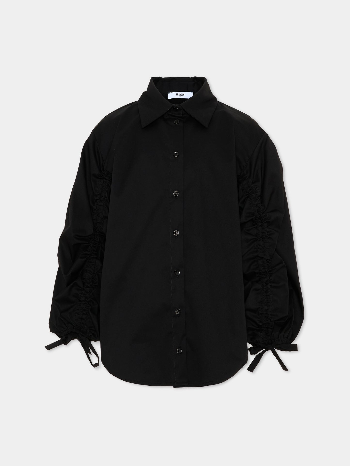 Camicia nera per bambina con logo,Msgm Kids,S6MSJGSI084 110