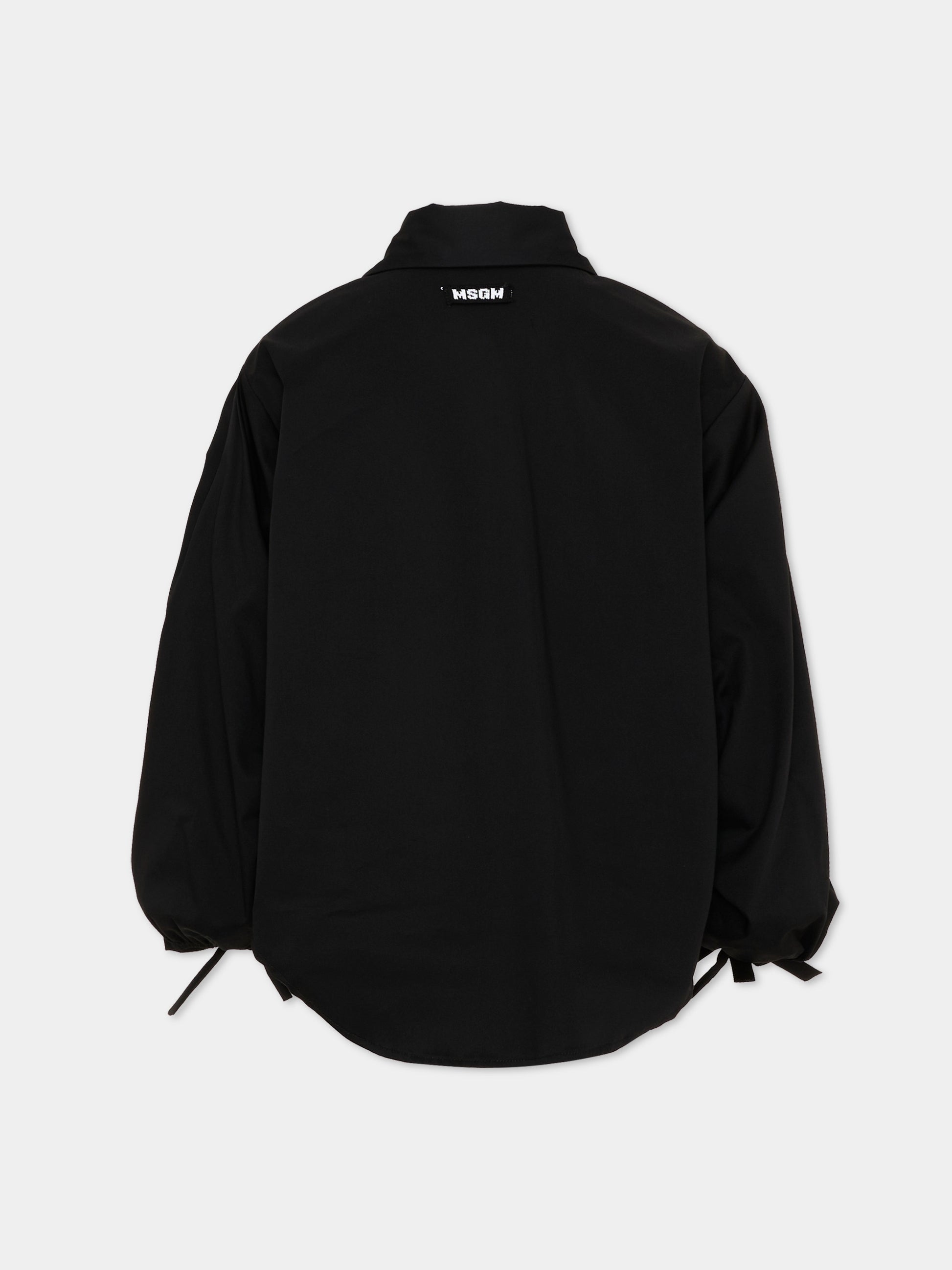 Camicia nera per bambina con logo,Msgm Kids,S6MSJGSI084 110