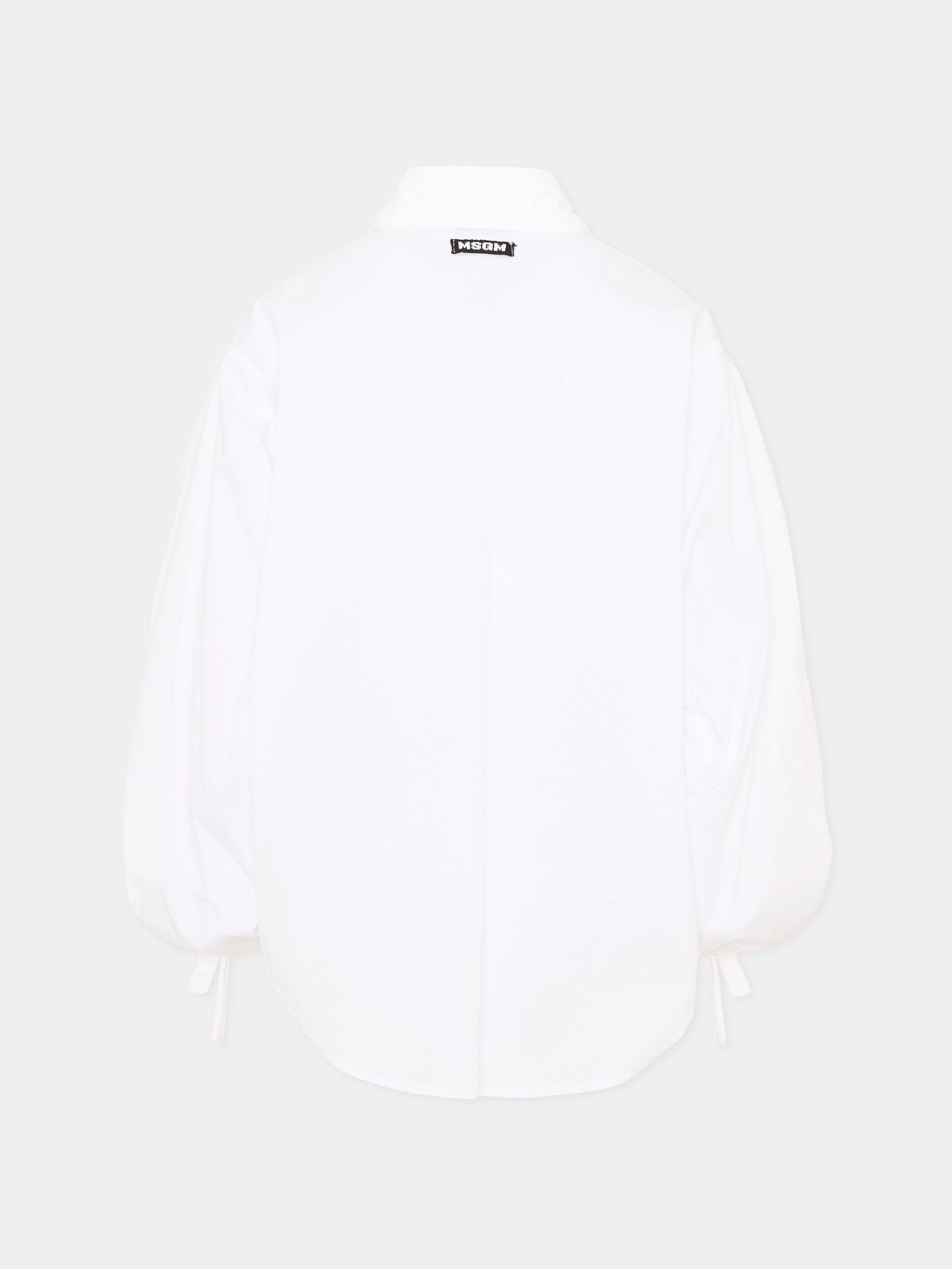 Camicia bianca per bambina con logo,Msgm Kids,S6MSJGSI084 001