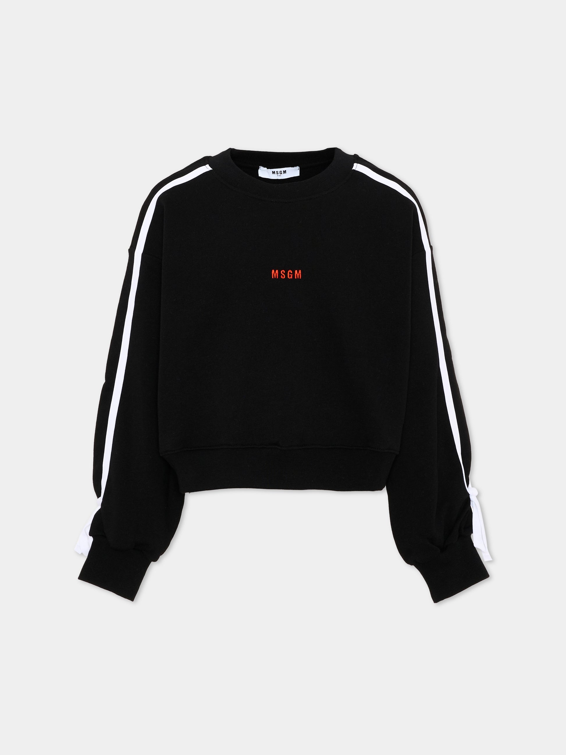 Felpa nera per bambina con logo,Msgm Kids,S6MSJGSW093 110