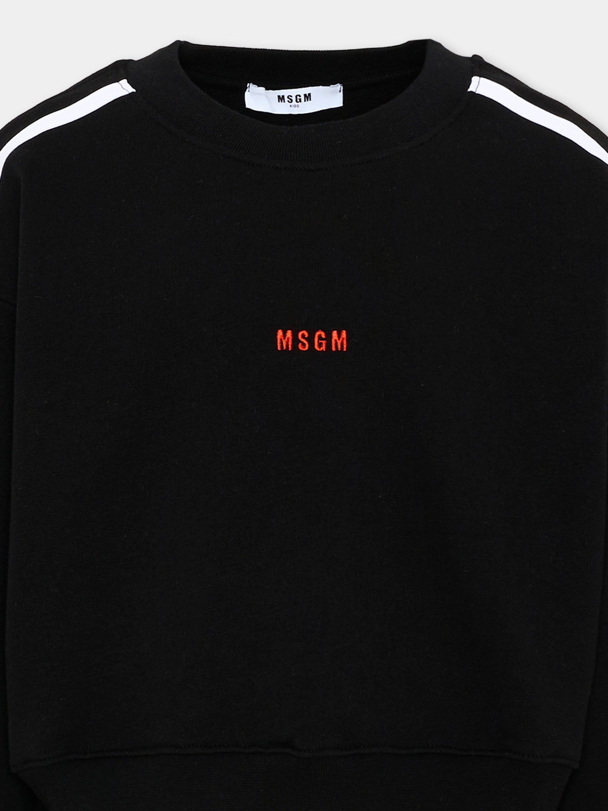 Felpa nera per bambina con logo,Msgm Kids,S6MSJGSW093 110