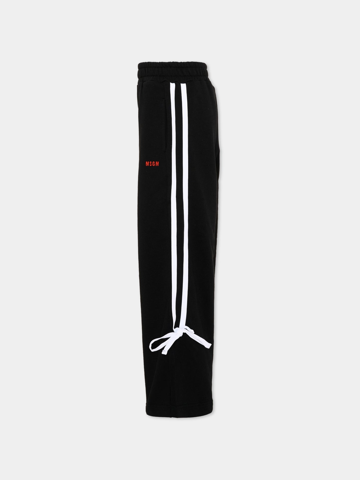 Pantalone sportivo nero per bambina con logo,Msgm Kids,S6MSJGFP280 110