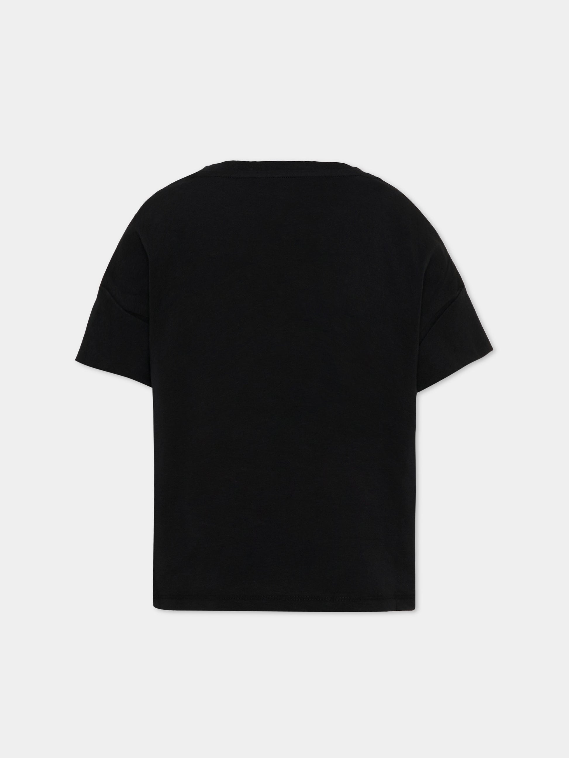 T-Shirt nera per bambina con logo,Msgm Kids,S6MSJGTH070 110/88
