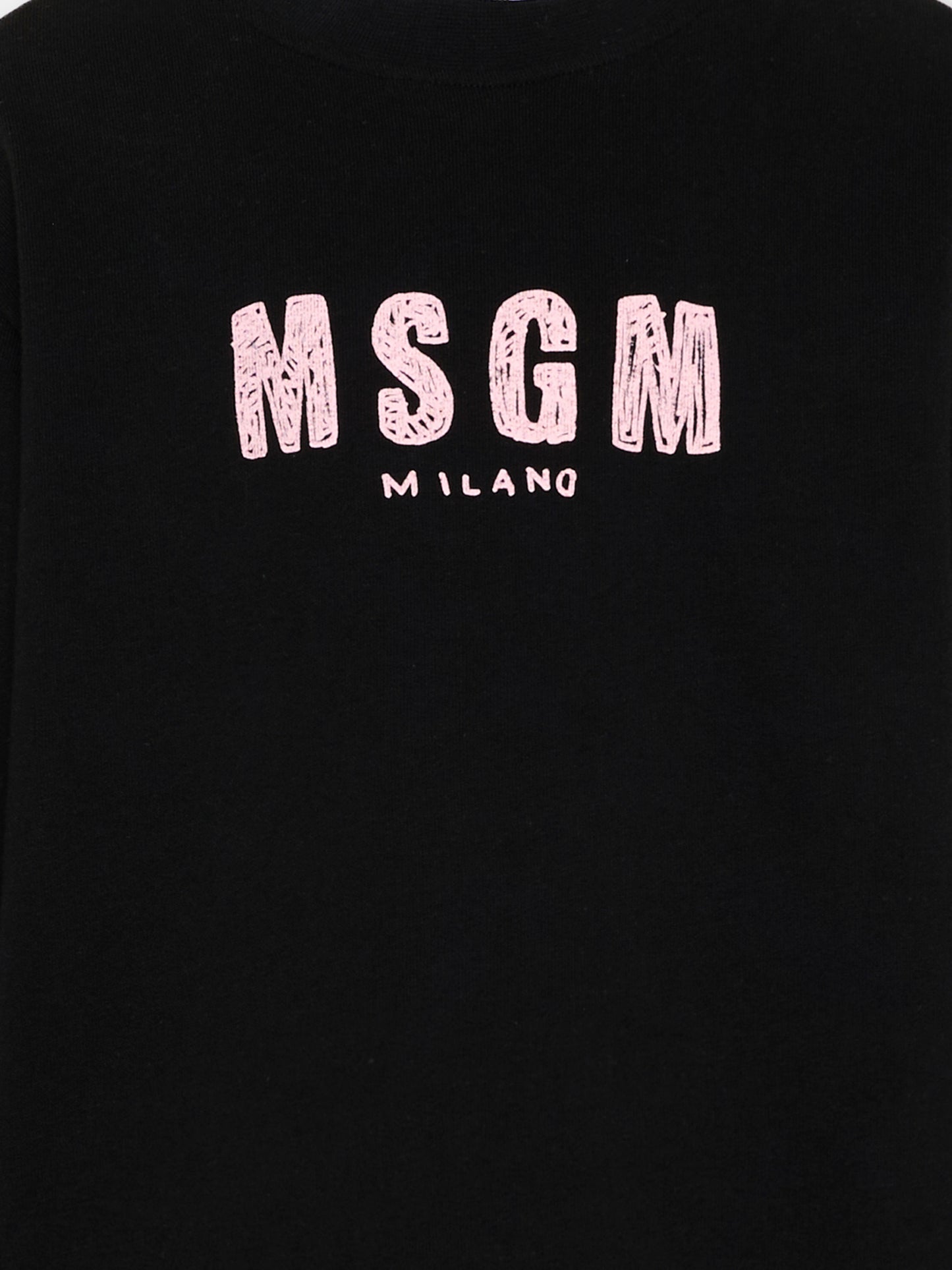 Felpa nera per bambina con logo,Msgm Kids,S6MSJUSW008 110/88