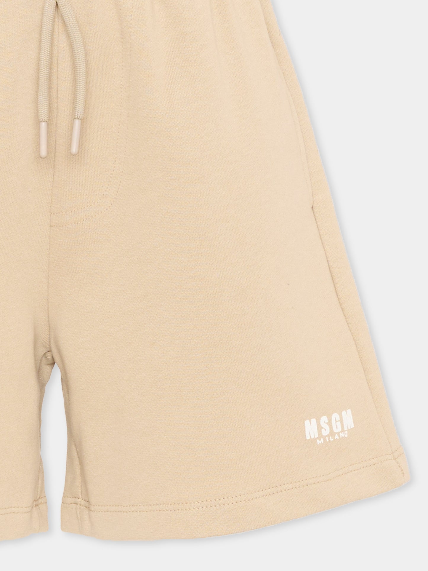Shorts sportivi beige per bambini con logo