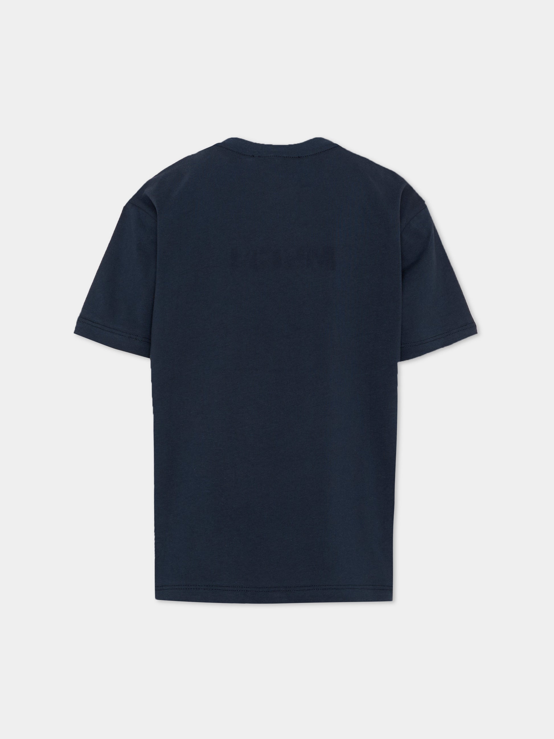 T-Shirt blu per bambini con logo,Msgm Kids,S6MSJUTH072 MS072