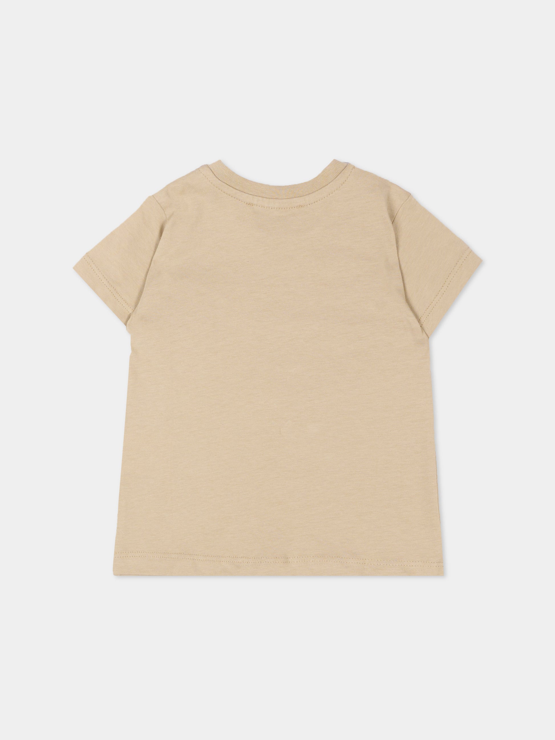 T-shirt beige per neonati con logo,Msgm Kids,S6MSUNTH266 092
