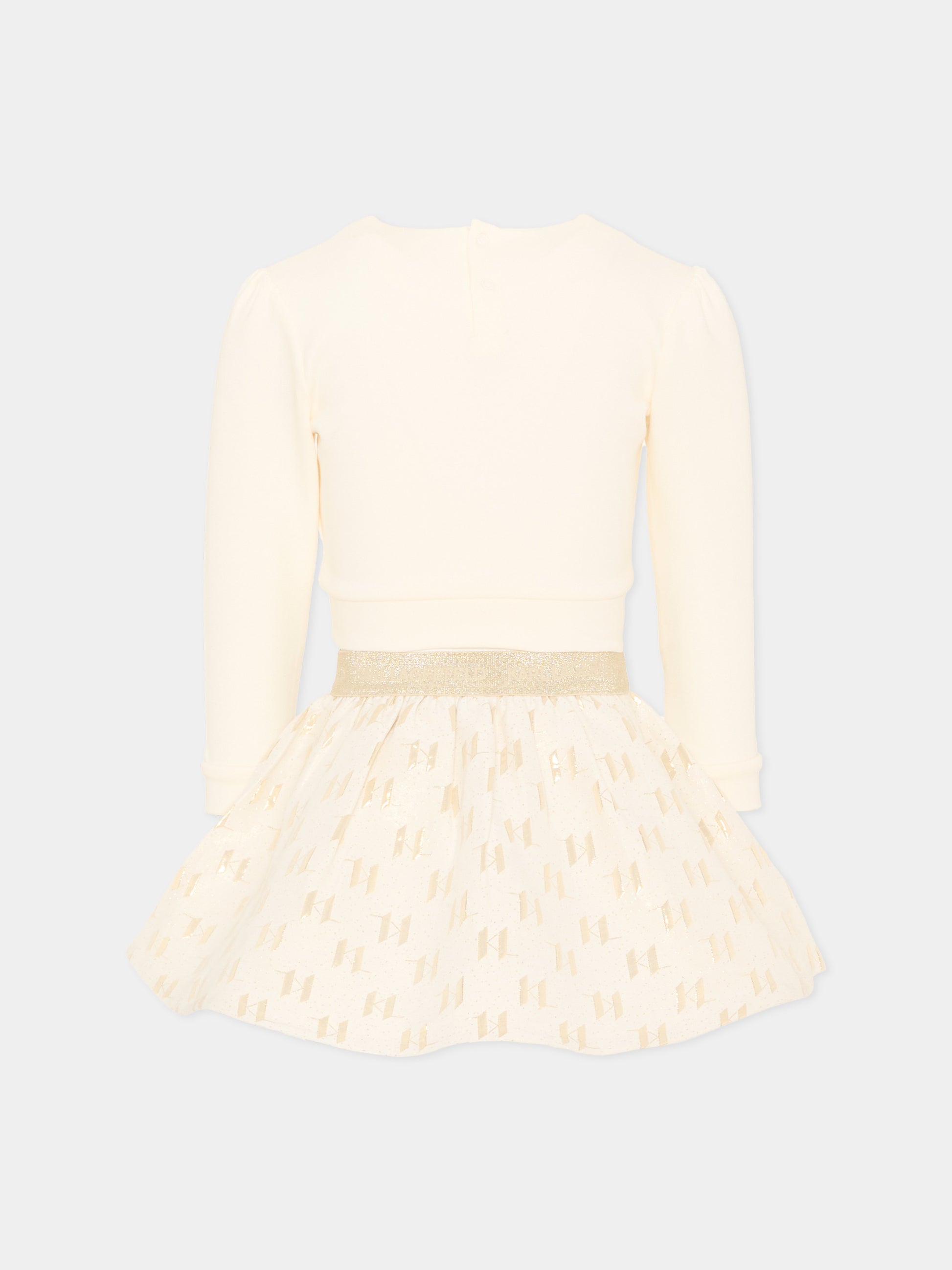 Completo sportivo avorio per bambina con logo,Karl Lagerfeld Kids,Z30520 N81