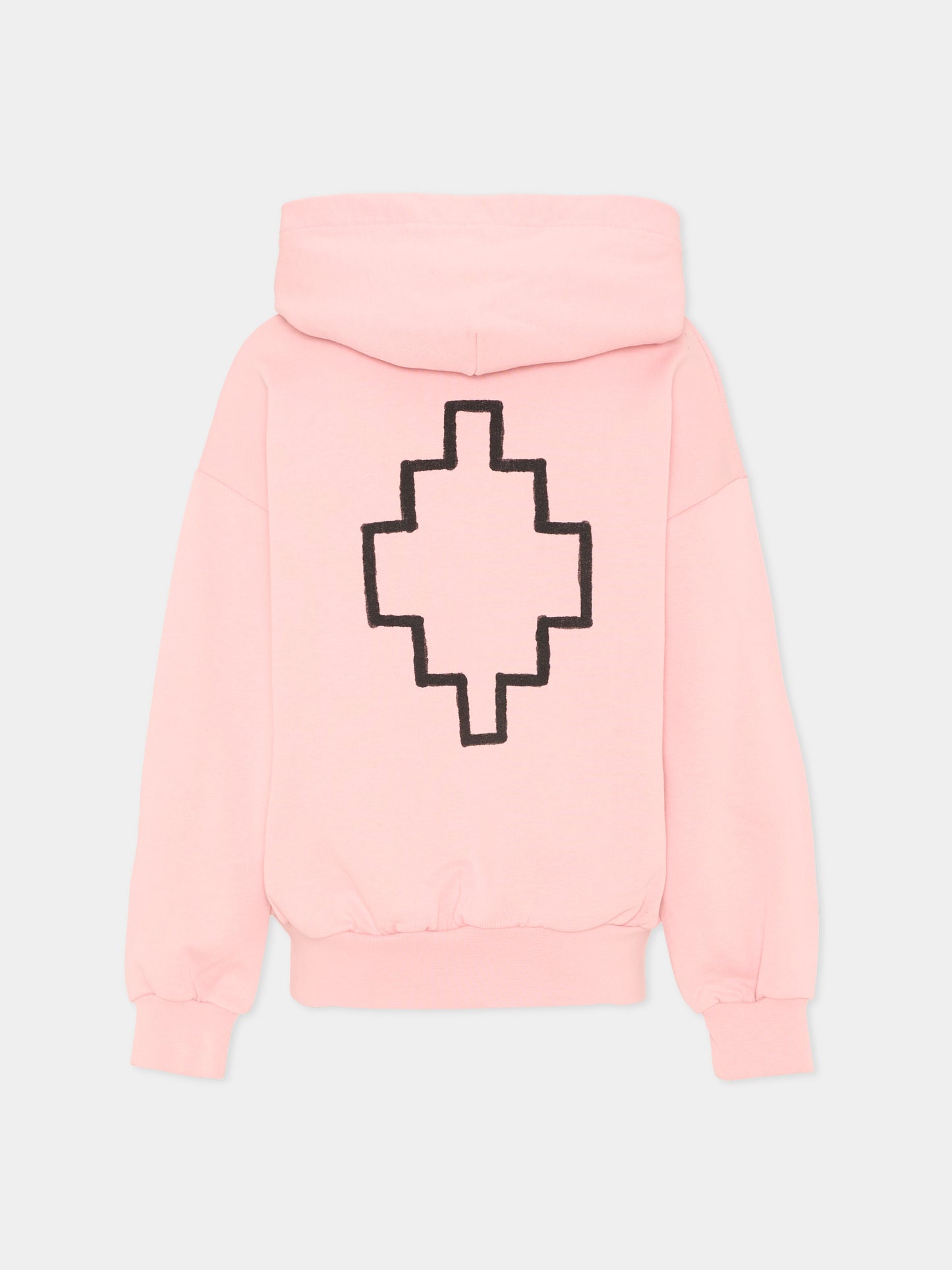 Felpa rosa con cappuccio per bambina con logo,County Of Milan Kids,F5CMJGHS095 BW008
