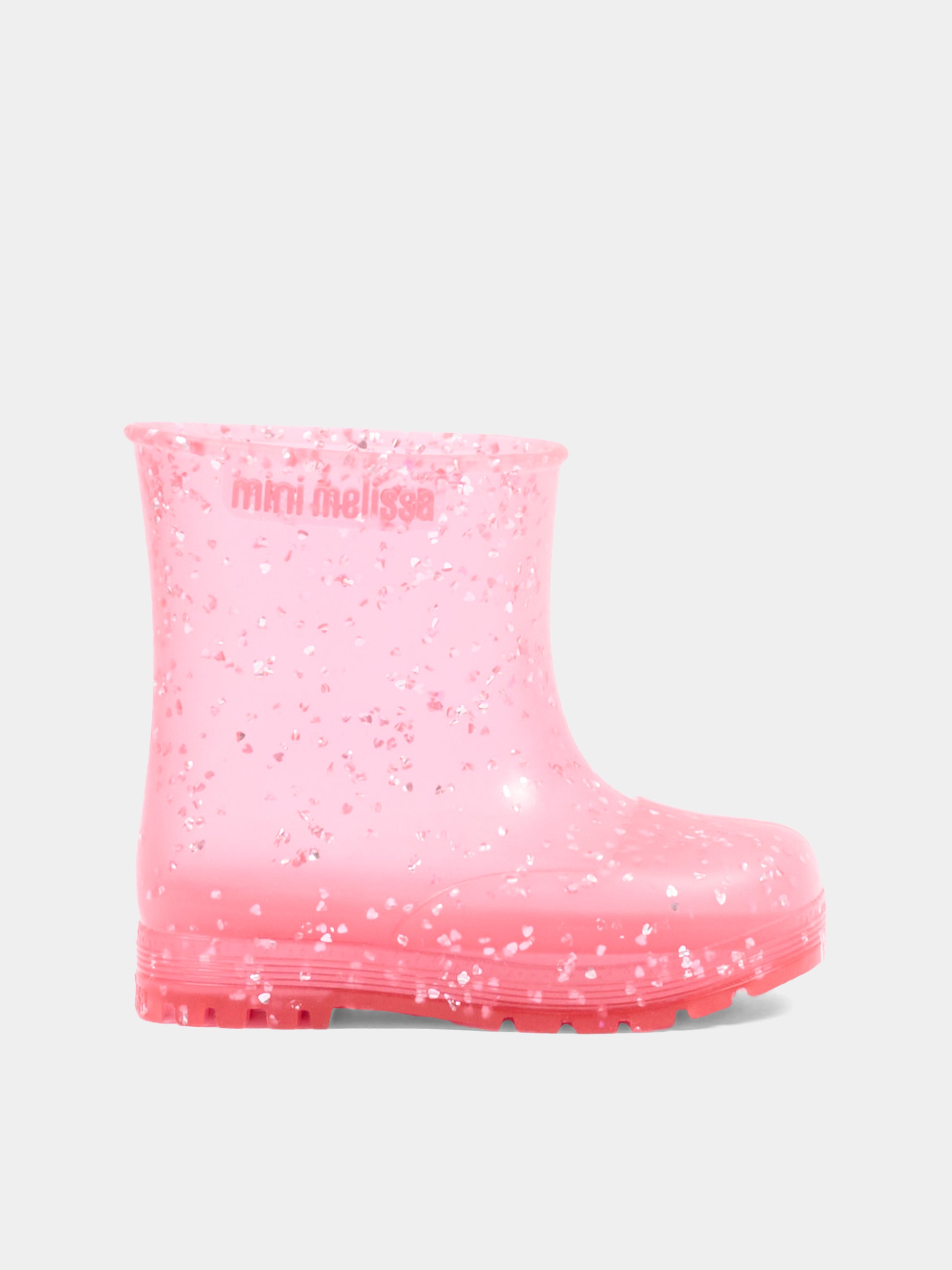 Stivali da pioggia rosa per bambina con glitter,Mini Melissa,38072 BW132 06411