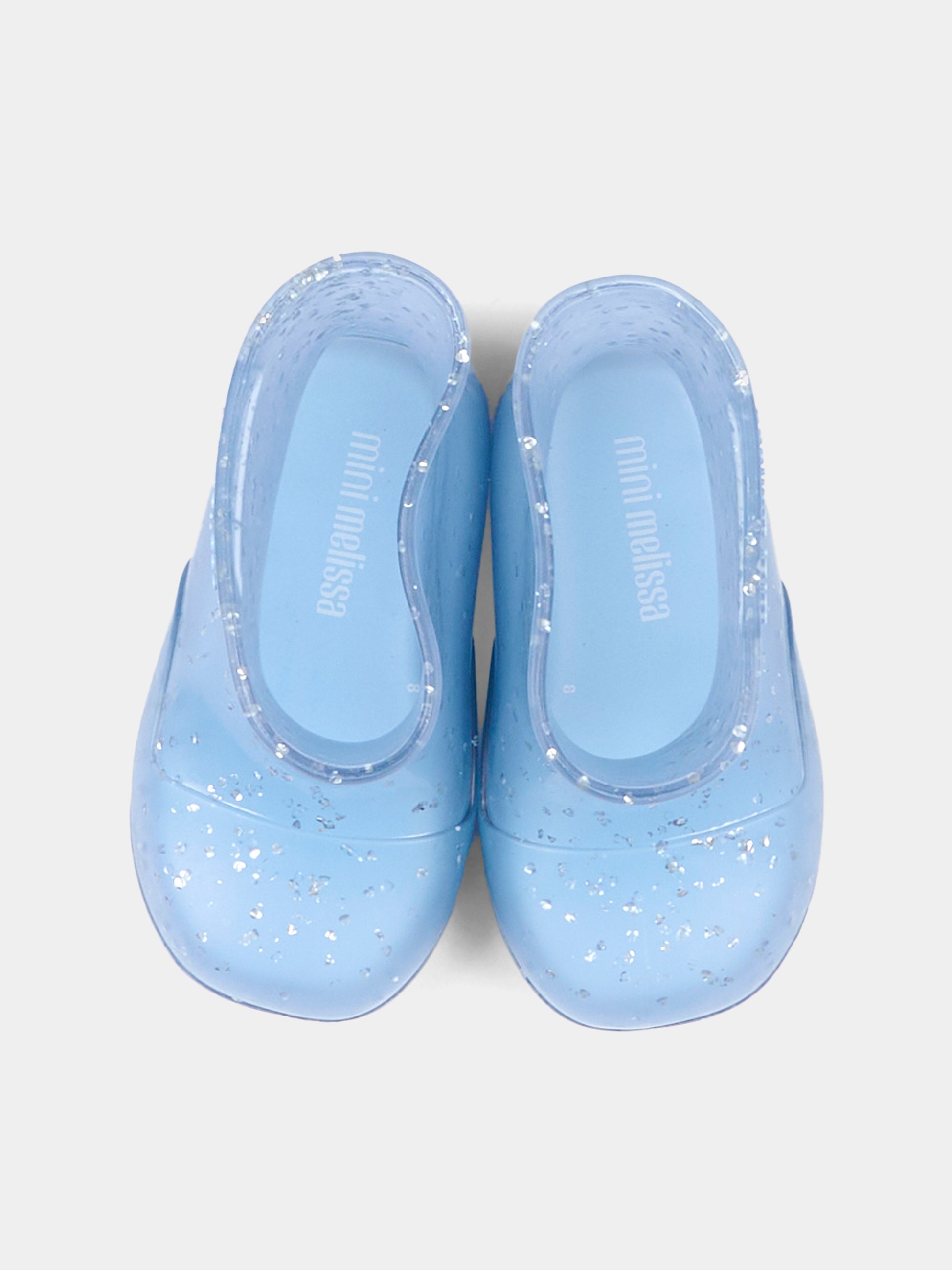 Stivali da pioggia azzurri per bambina con glitter,Mini Melissa,38072 BW130 06411