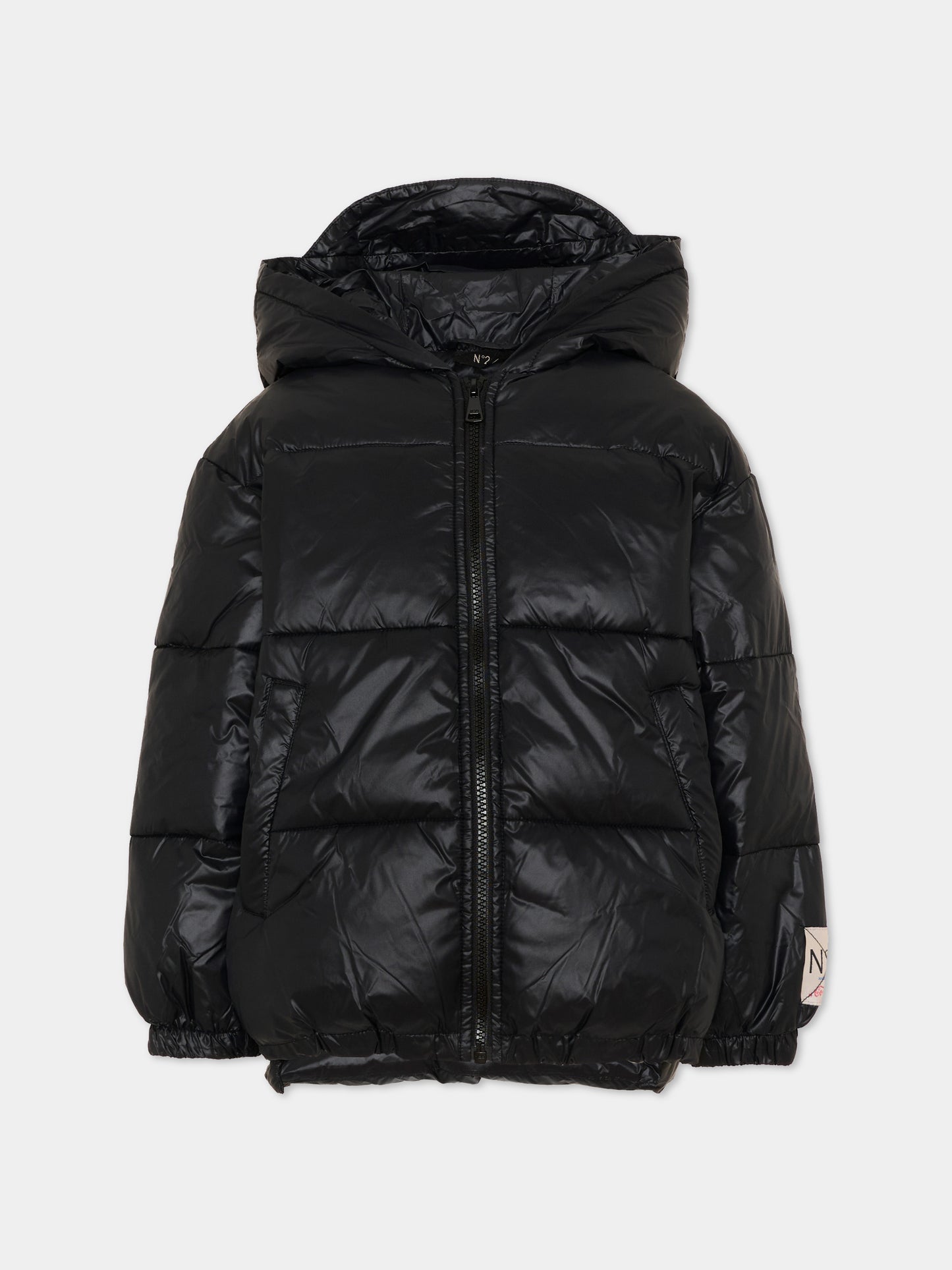 Piumino nero per bambini con logo,N°21 Kids,N2104X N0002 0N900