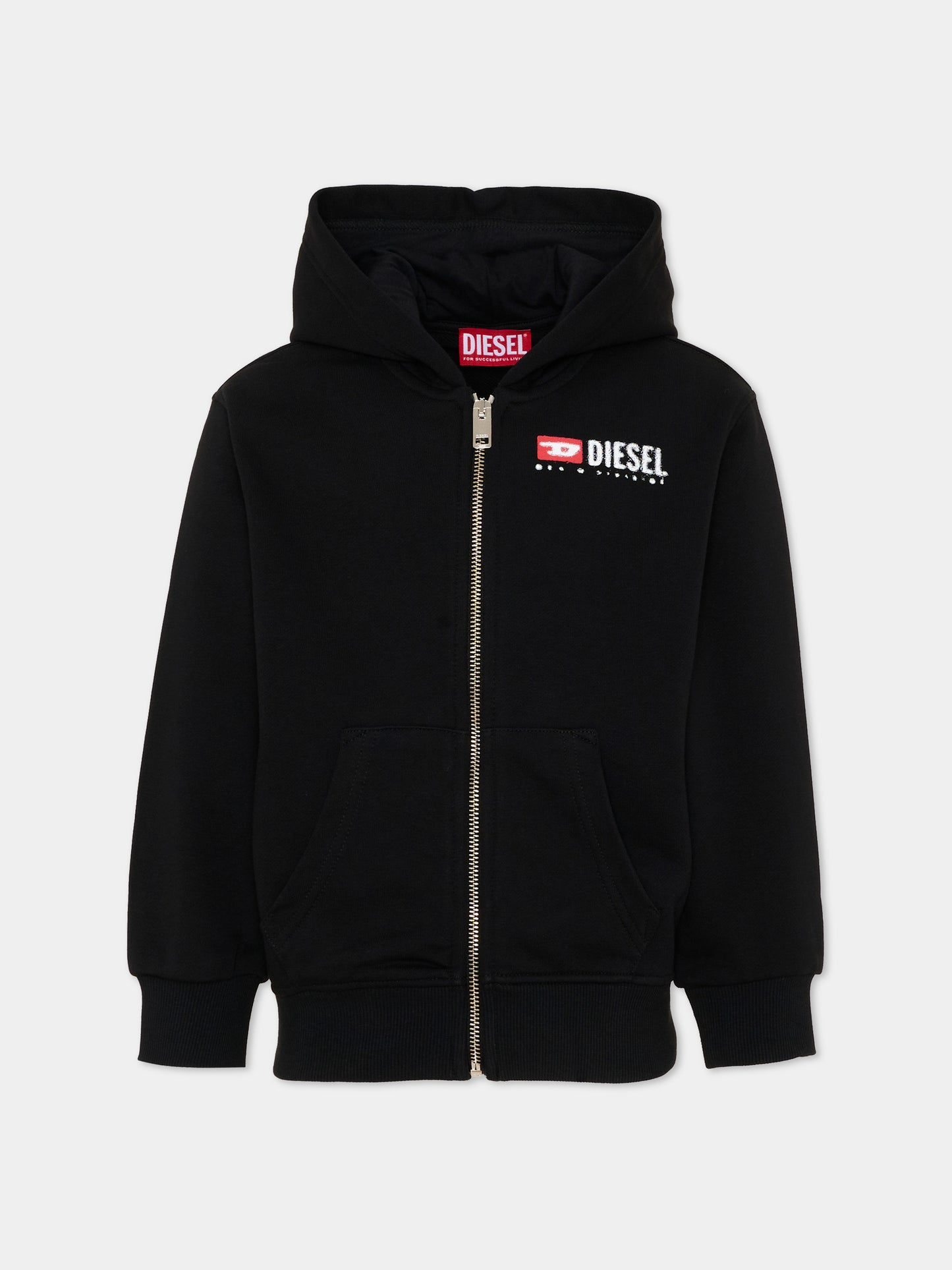 Felpa nera per bambino con logo,Diesel,J02484 KYAZ3 K900