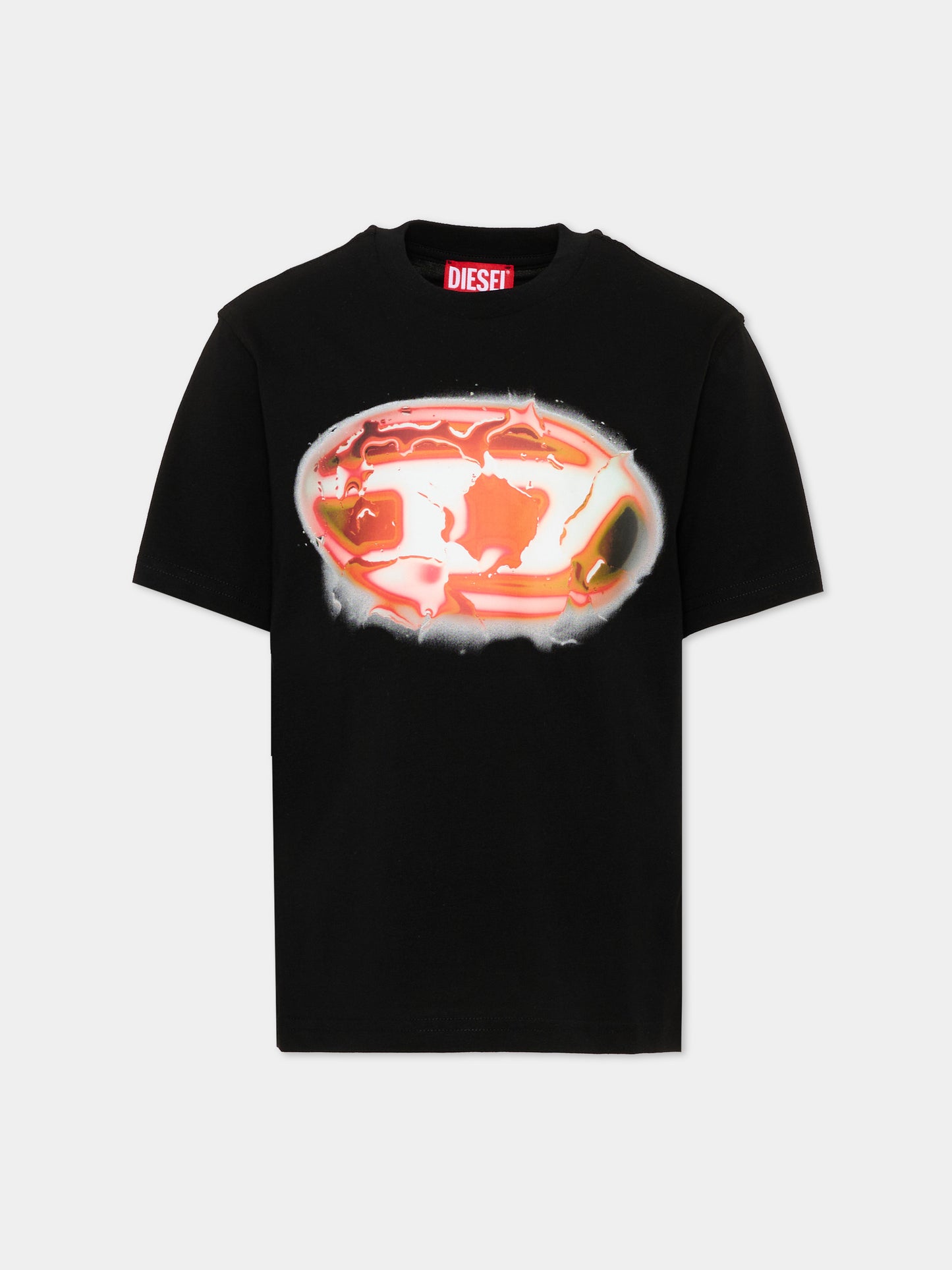 T-Shirt nera per bambino con logo,Diesel,J02496 0GRAM K900