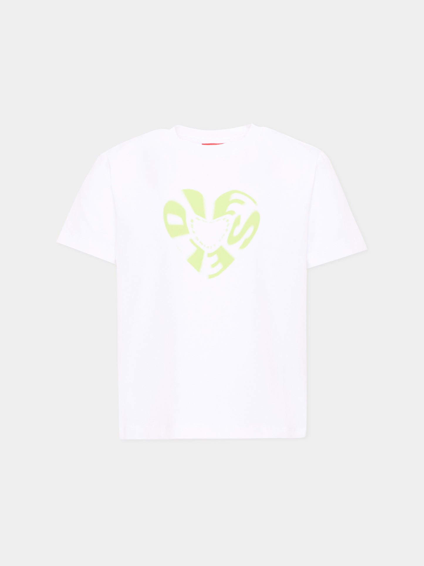 T-Shirt bianca per bambina con logo,Diesel,J02450 0AFAA K100