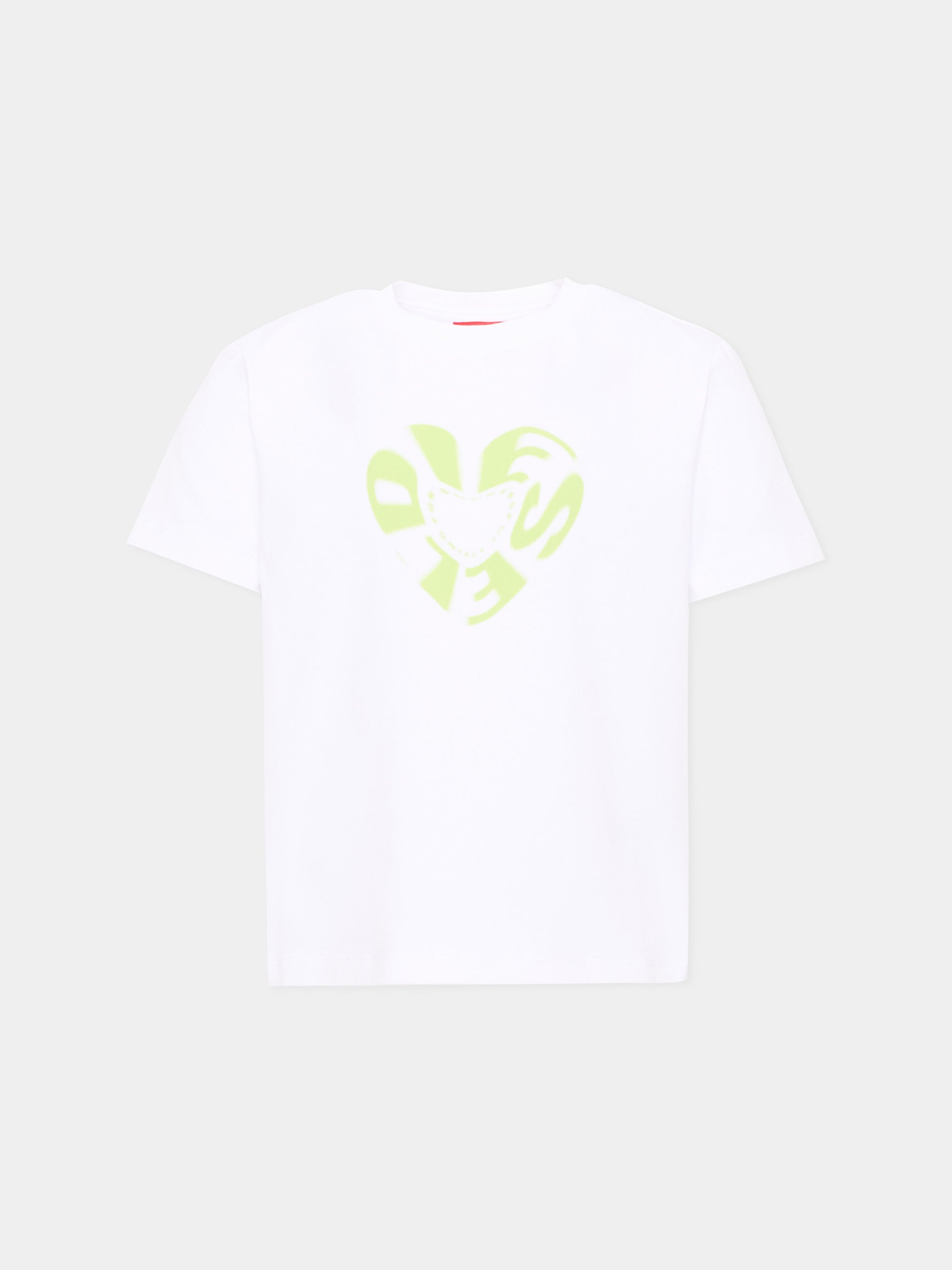 T-Shirt bianca per bambina con logo,Diesel,J02450 0AFAA K100