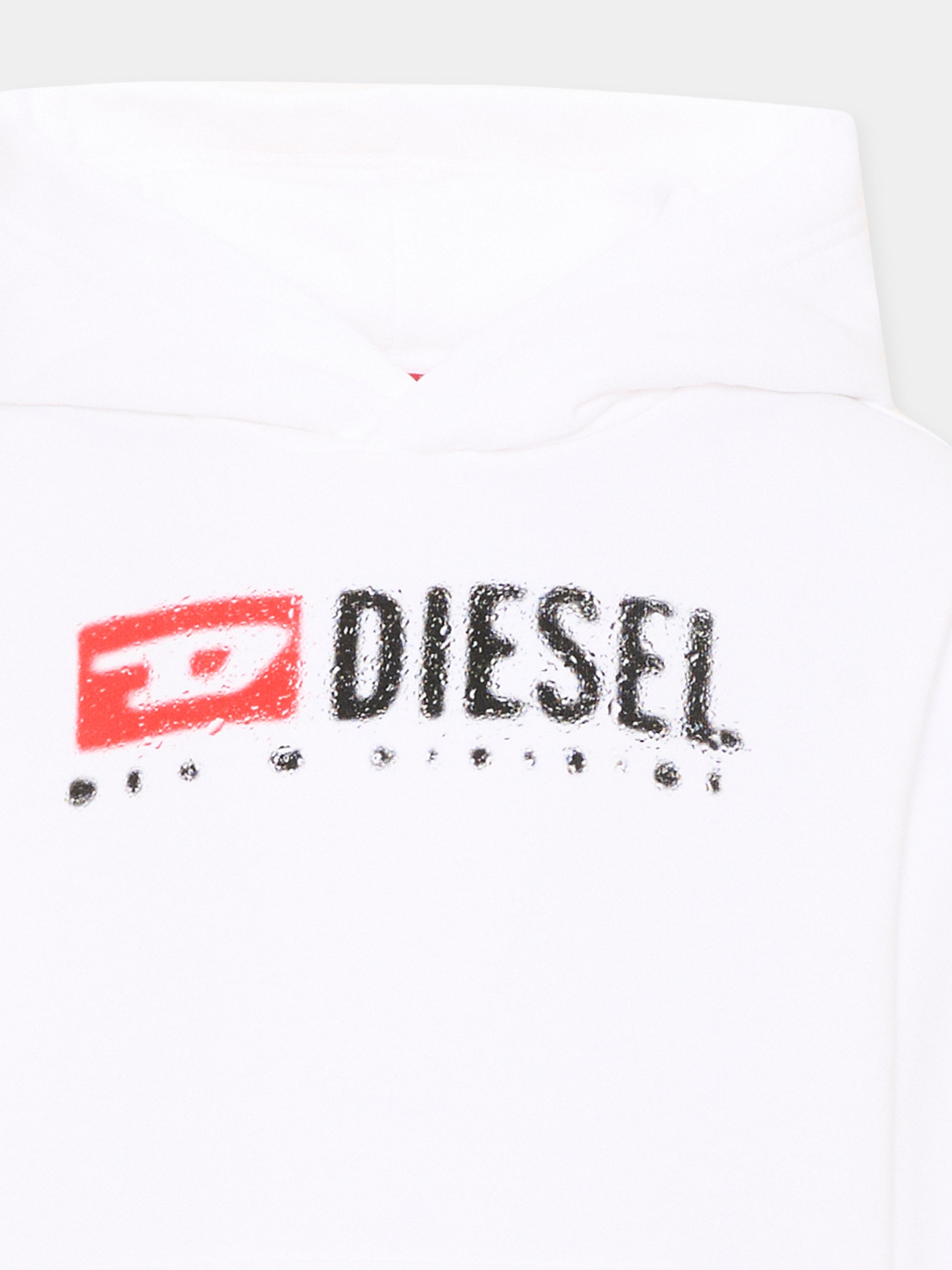 Felpa bianca per bambino con logo,Diesel,J02485 KYAZ3 K100
