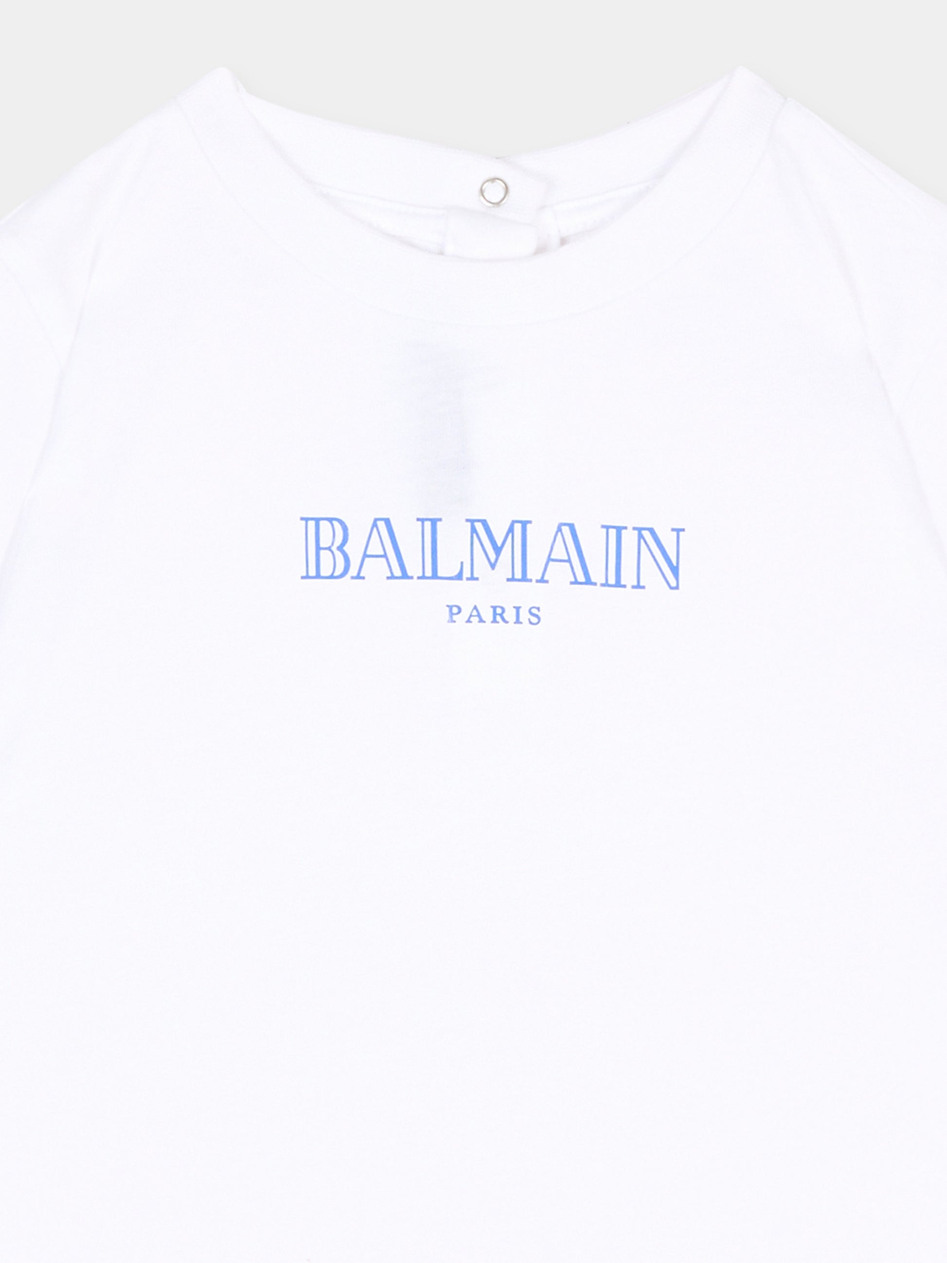 T-Shirt bianca per neonati con logo,Balmain Kids,BX8541 Z3186 100BL
