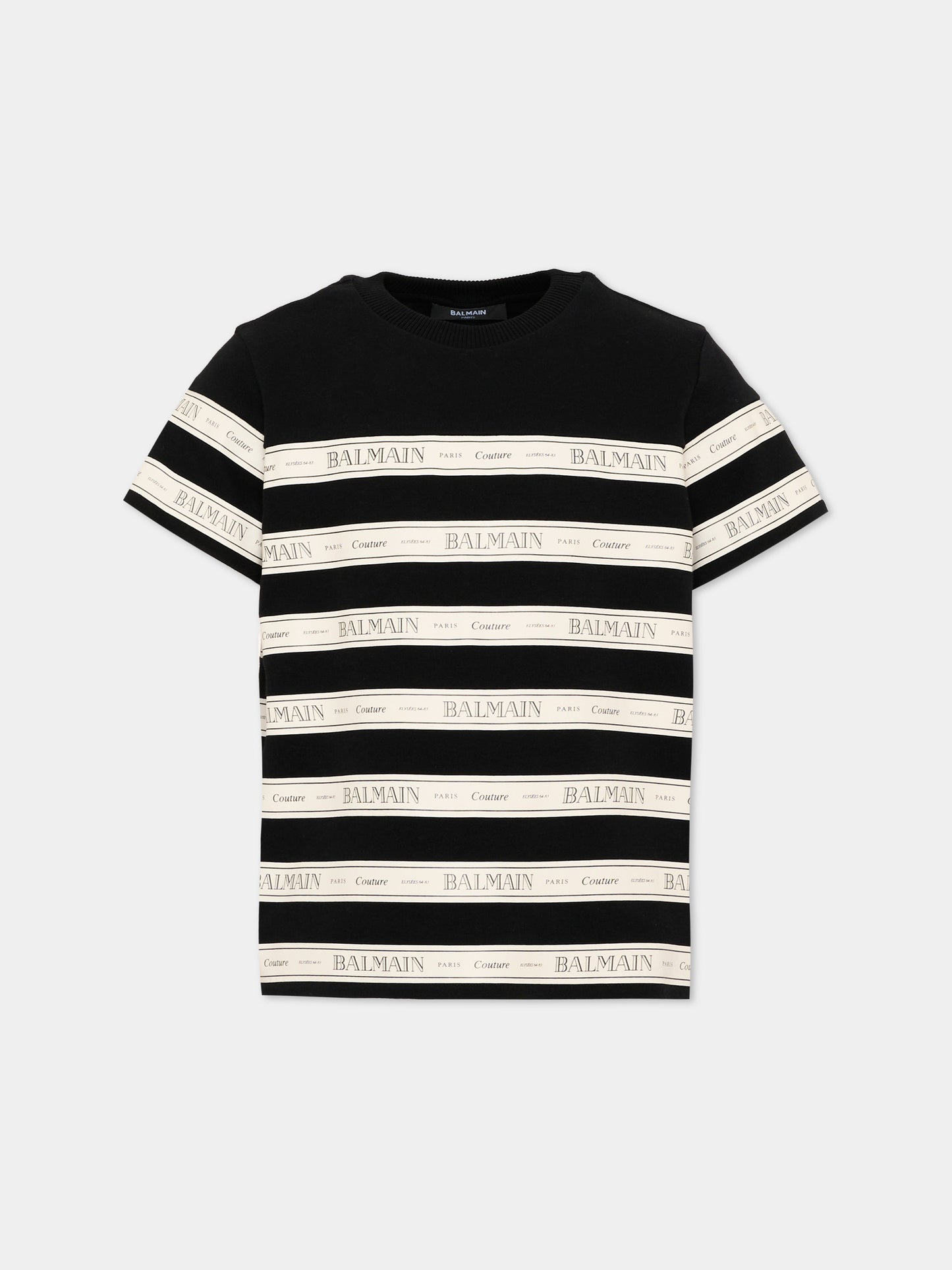 T-Shirt nera per bambini con logo,Balmain Kids,BX8P61-Z3349 930AV
