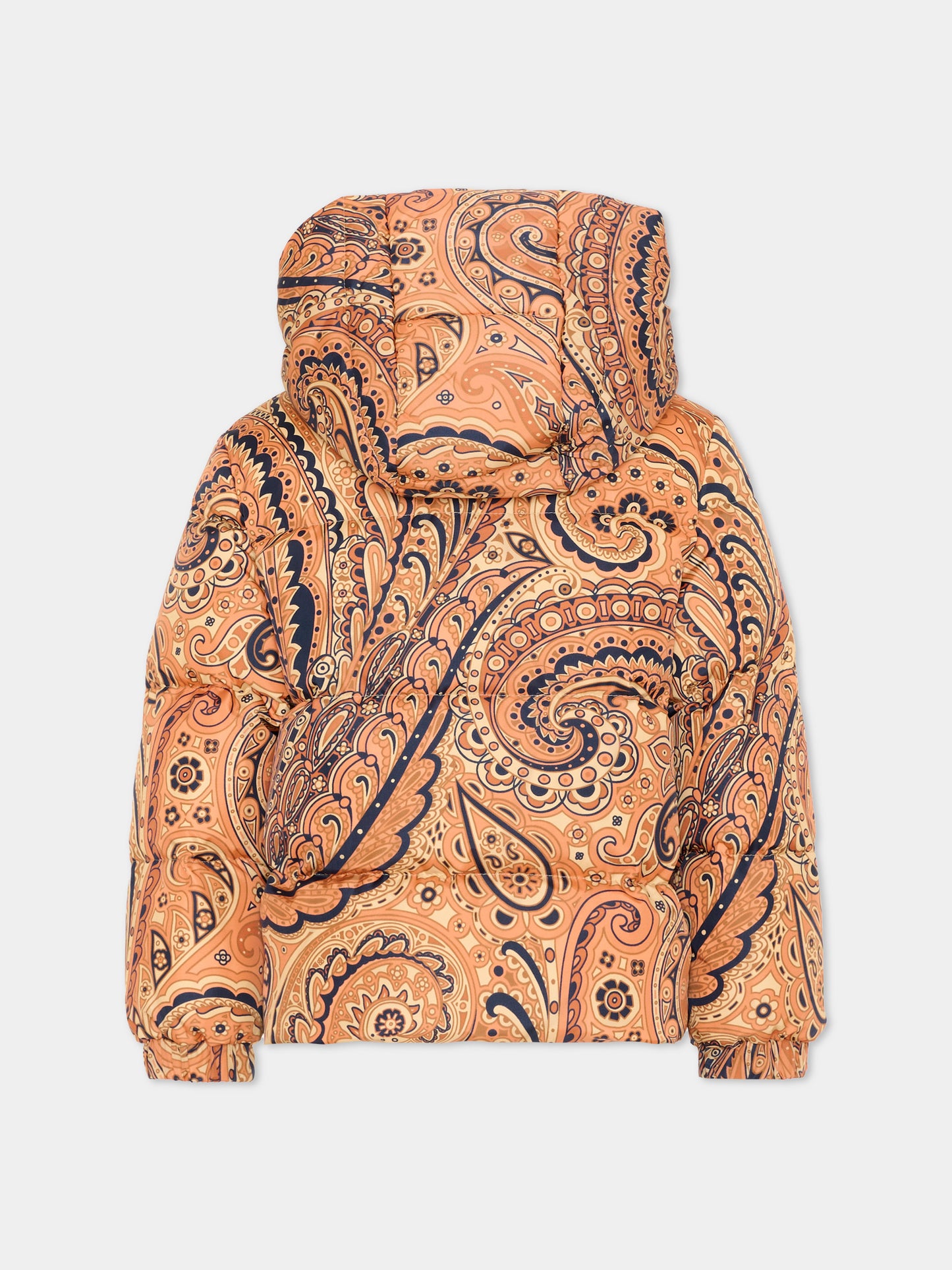 Piumino arancione per bambina con stampa paisley,Etro,GX2P97 N0381 405BL