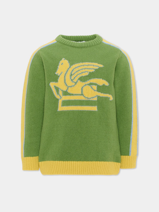 Maglione verde per bambino con Pegaso,Etro,GX9P00 Z2498 722