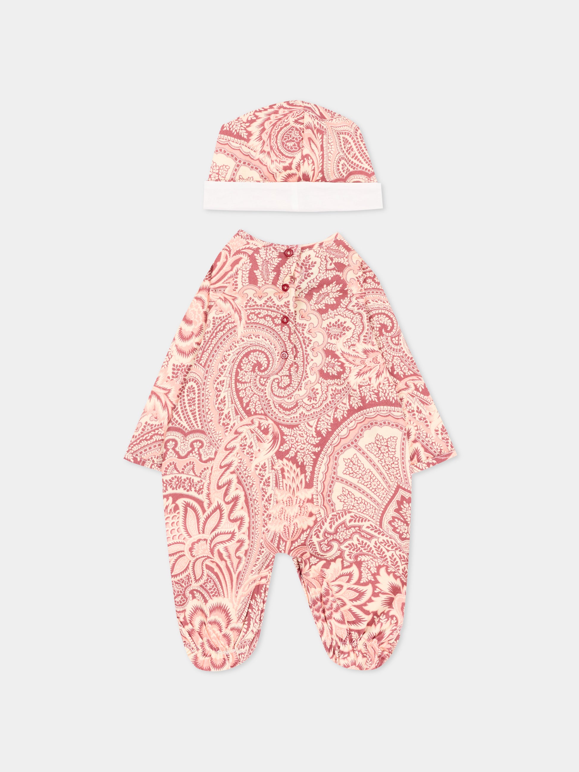 Set tutina rosa per neonati con stampa paisley,Etro,GXB540 Z3377 416RS