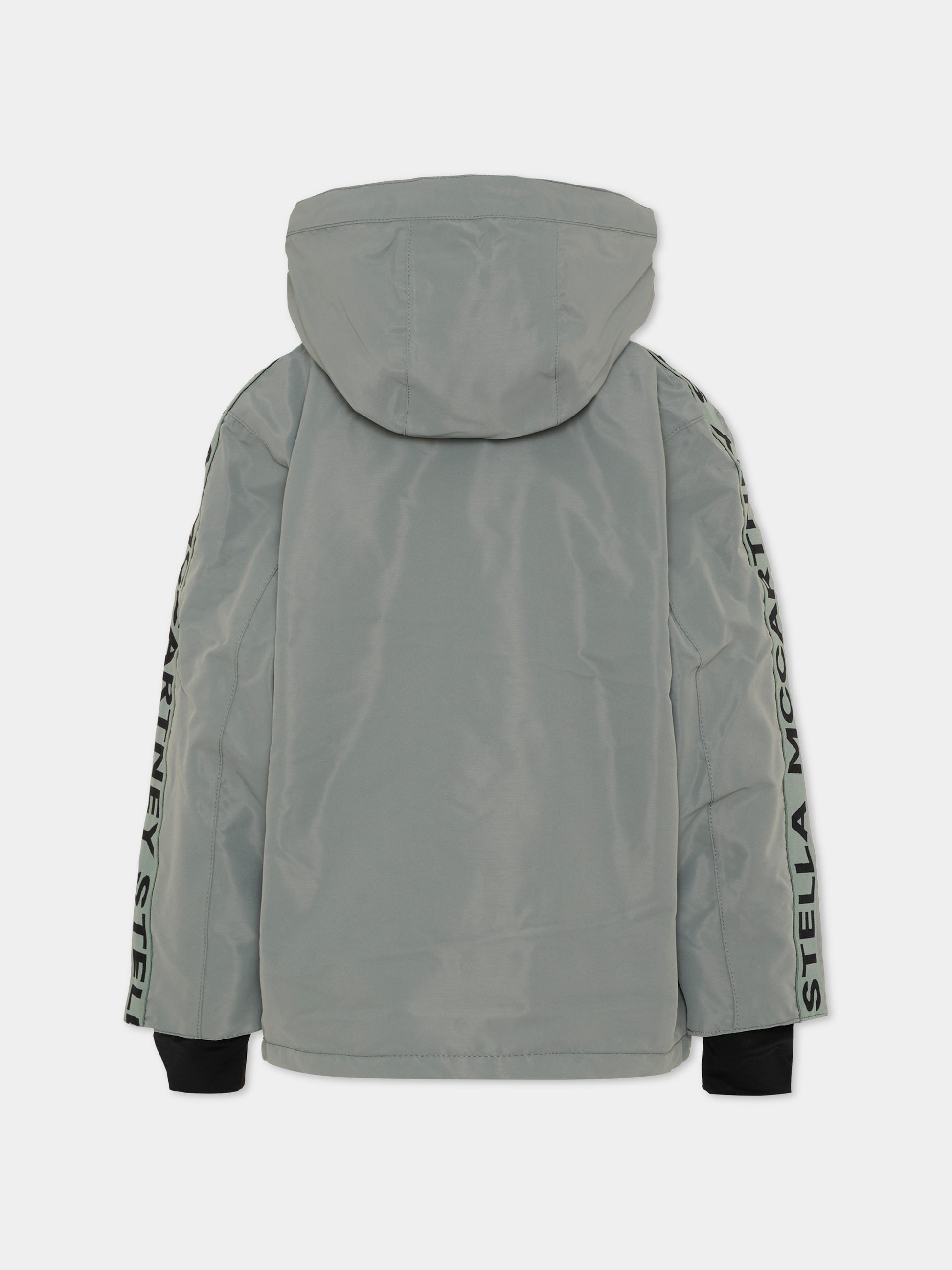 Piumino verde per bambina con logo,Stella Mccartney Kids,TX2P00 Z0432 760