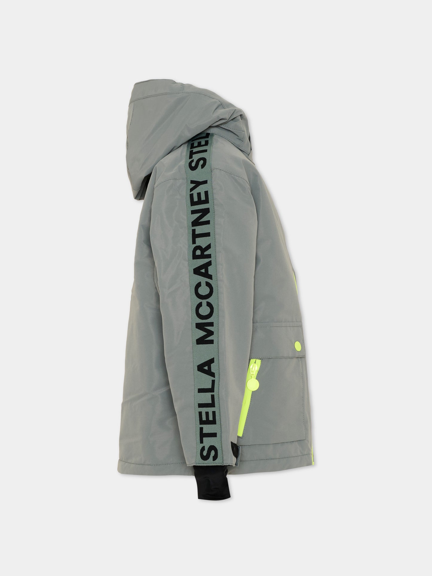 Piumino verde per bambina con logo,Stella Mccartney Kids,TX2P00 Z0432 760