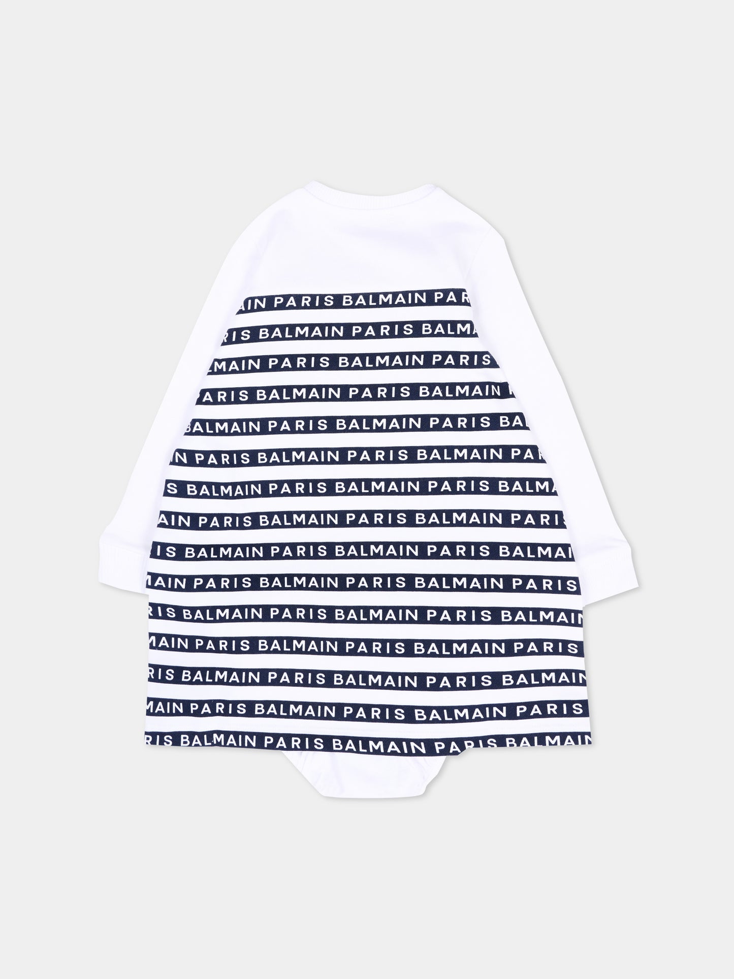 Vestito blu per neonata con logo,Balmain Kids,BU1010 Z1909 100BL