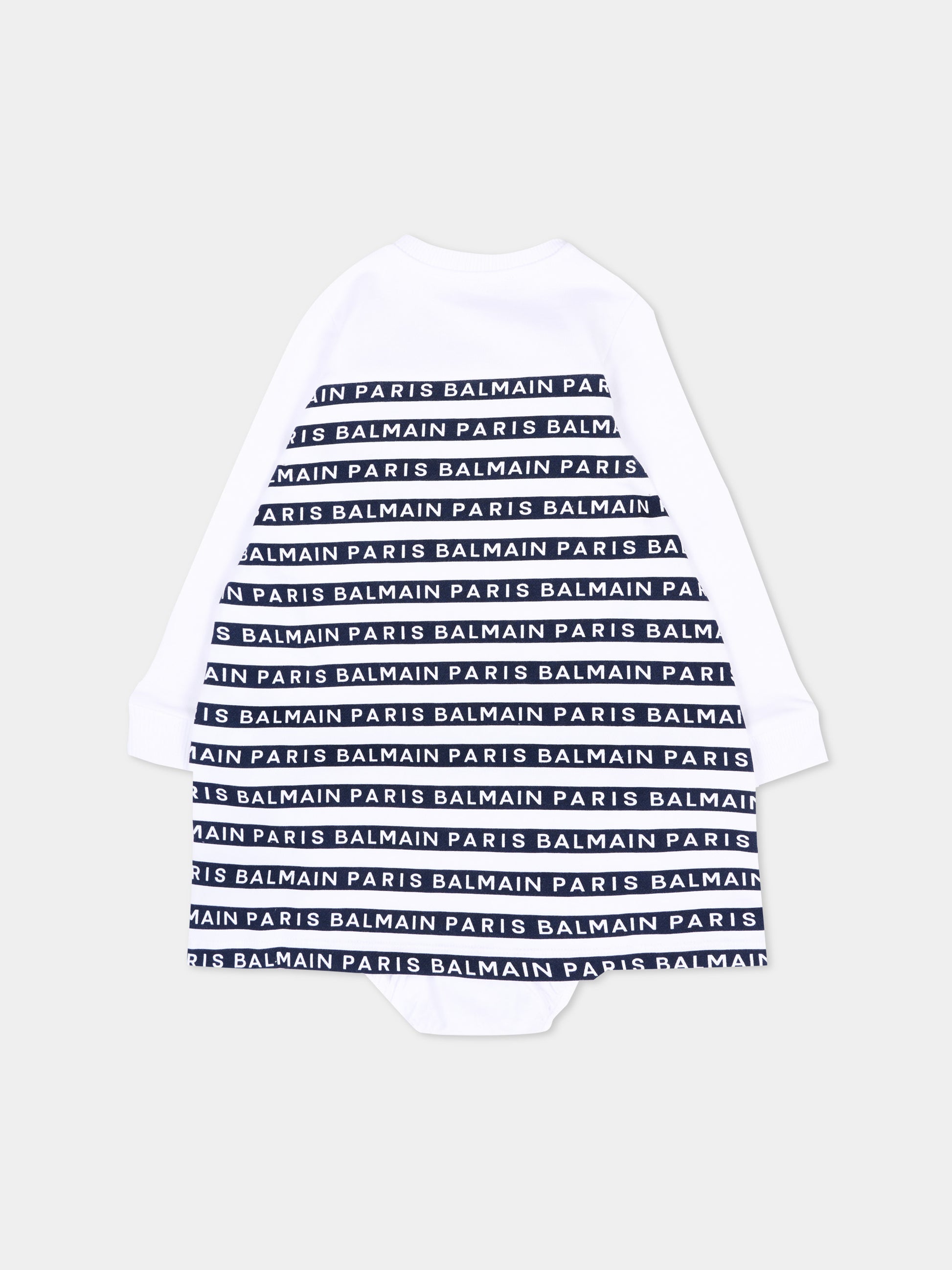 Vestito blu per neonata con logo,Balmain Kids,BU1010 Z1909 100BL
