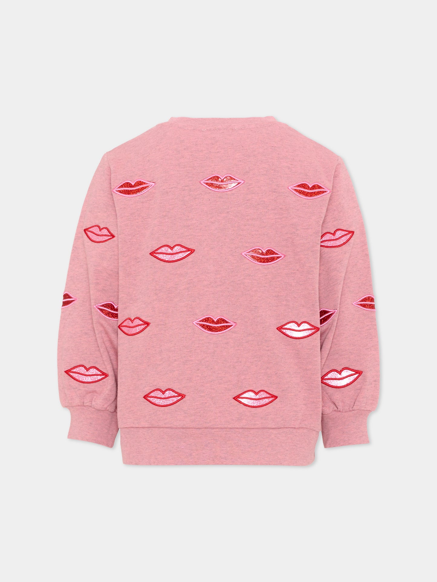 Felpa rosa per bambina con labbra,Stella Mccartney Kids,TX4C30 Z3061 883