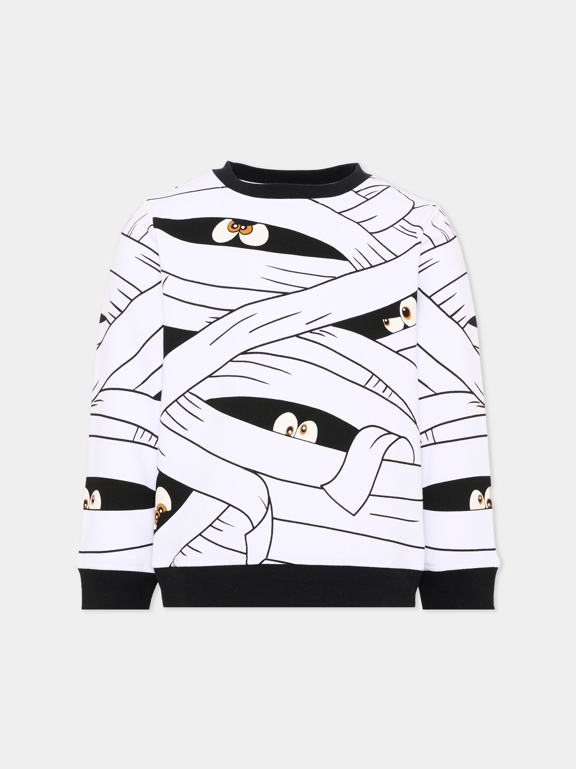 Felpa bianca per bambino con mummie,Stella Mccartney Kids,TX4P00 Z3084 100MC