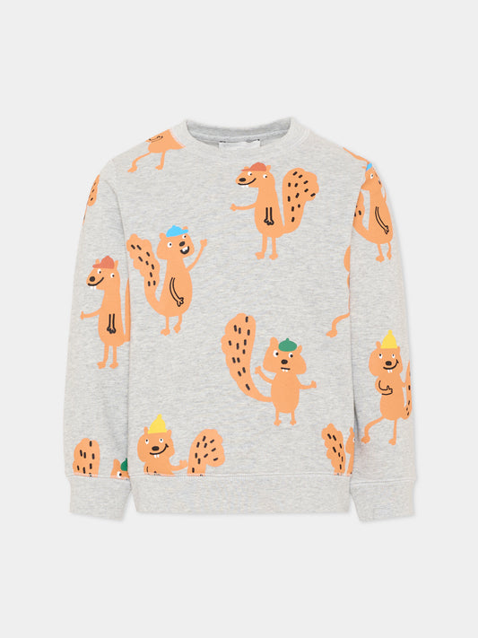 Felpa grigia per bambino con scoiattoli,Stella Mccartney Kids,TX4R10 Z3159 807MC