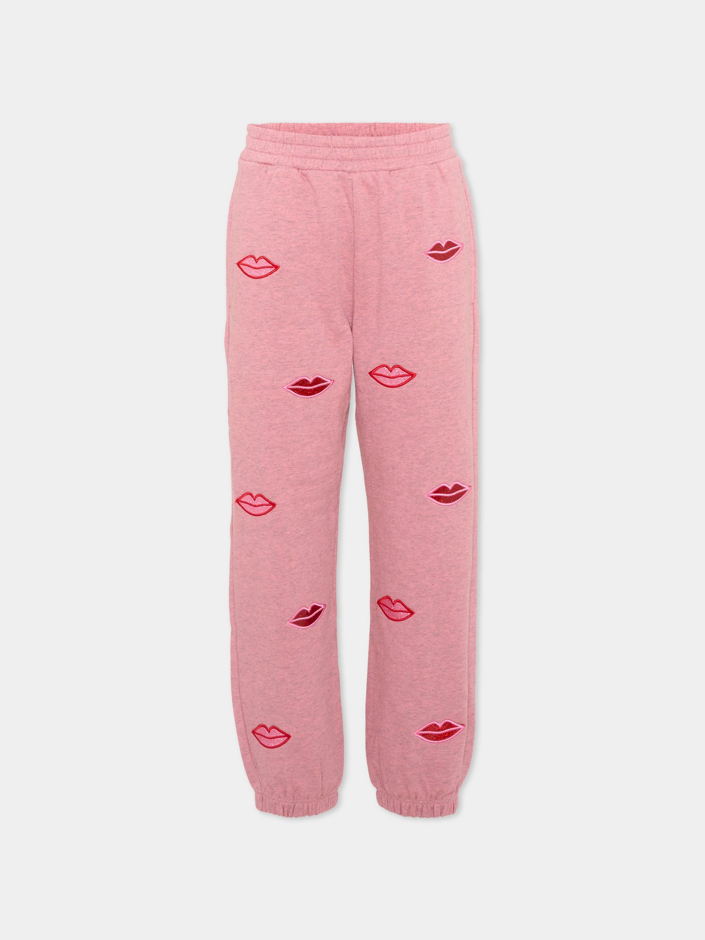 Pantaloni sportivi rosa per bambina con labbra,Stella Mccartney Kids,TX6C90 Z3061 883