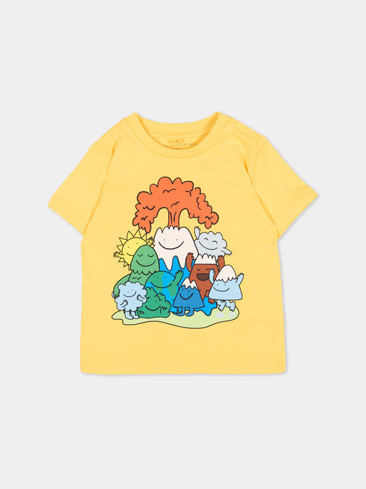T-shirt gialla per neonato con stampa,Stella Mccartney Kids,TX8501 Z0434 248