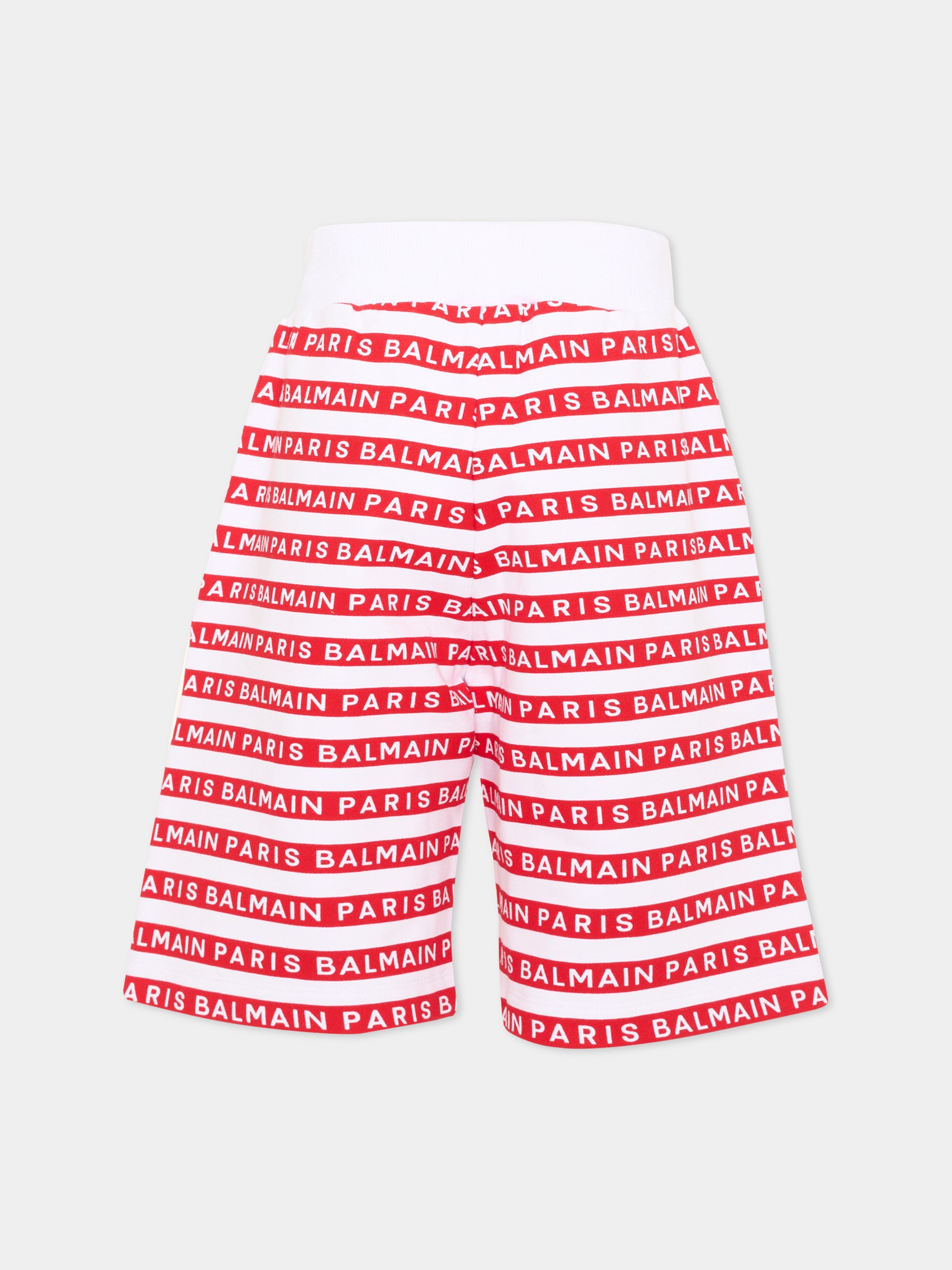 Shorts sportivi rossi per bambini con logo,Balmain Kids,BU6P99 Z1909 100RO