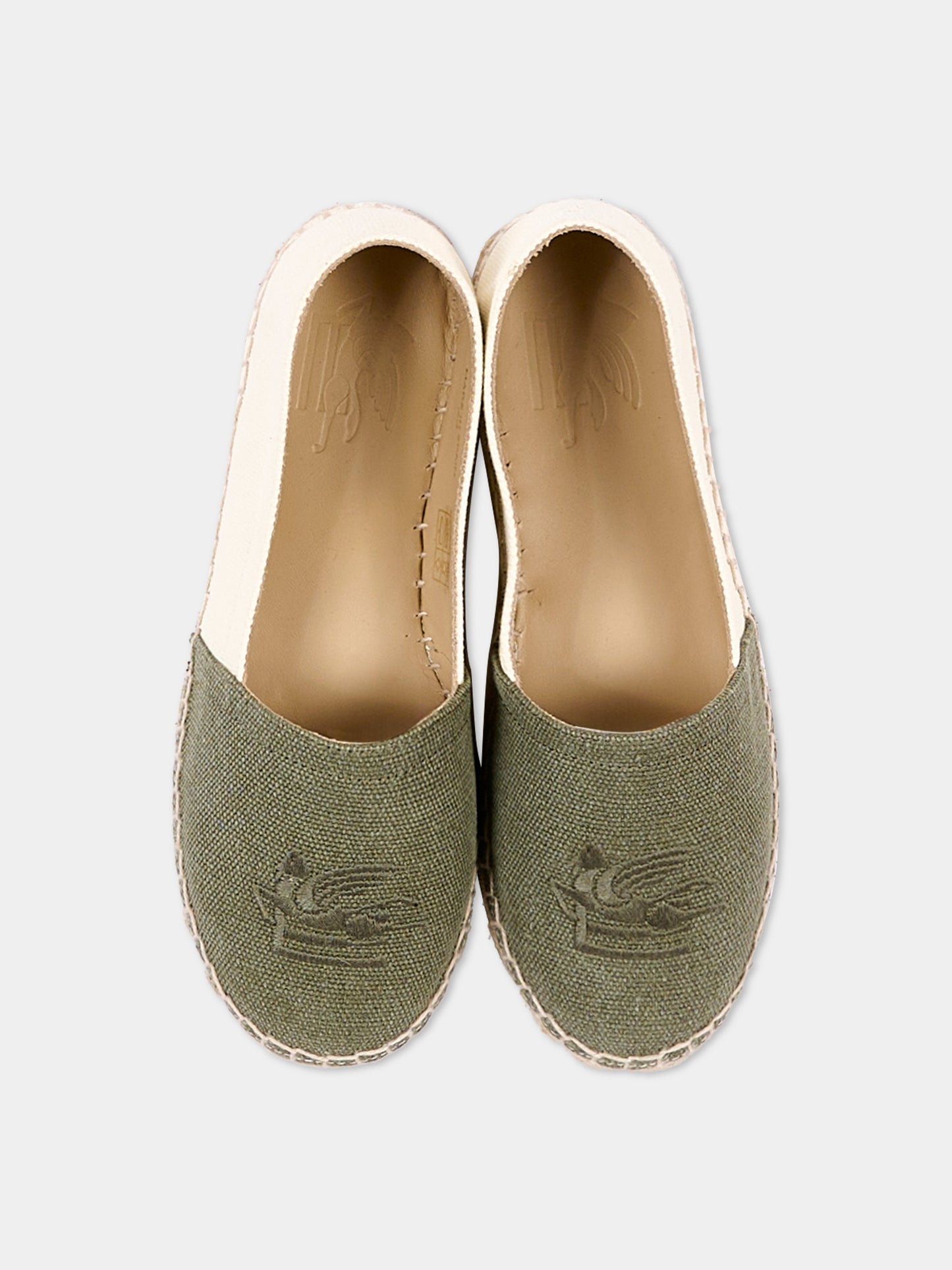 Espadrillas verde per bambini con Pegaso,Etro,GU0Q26 Z2189 722AV