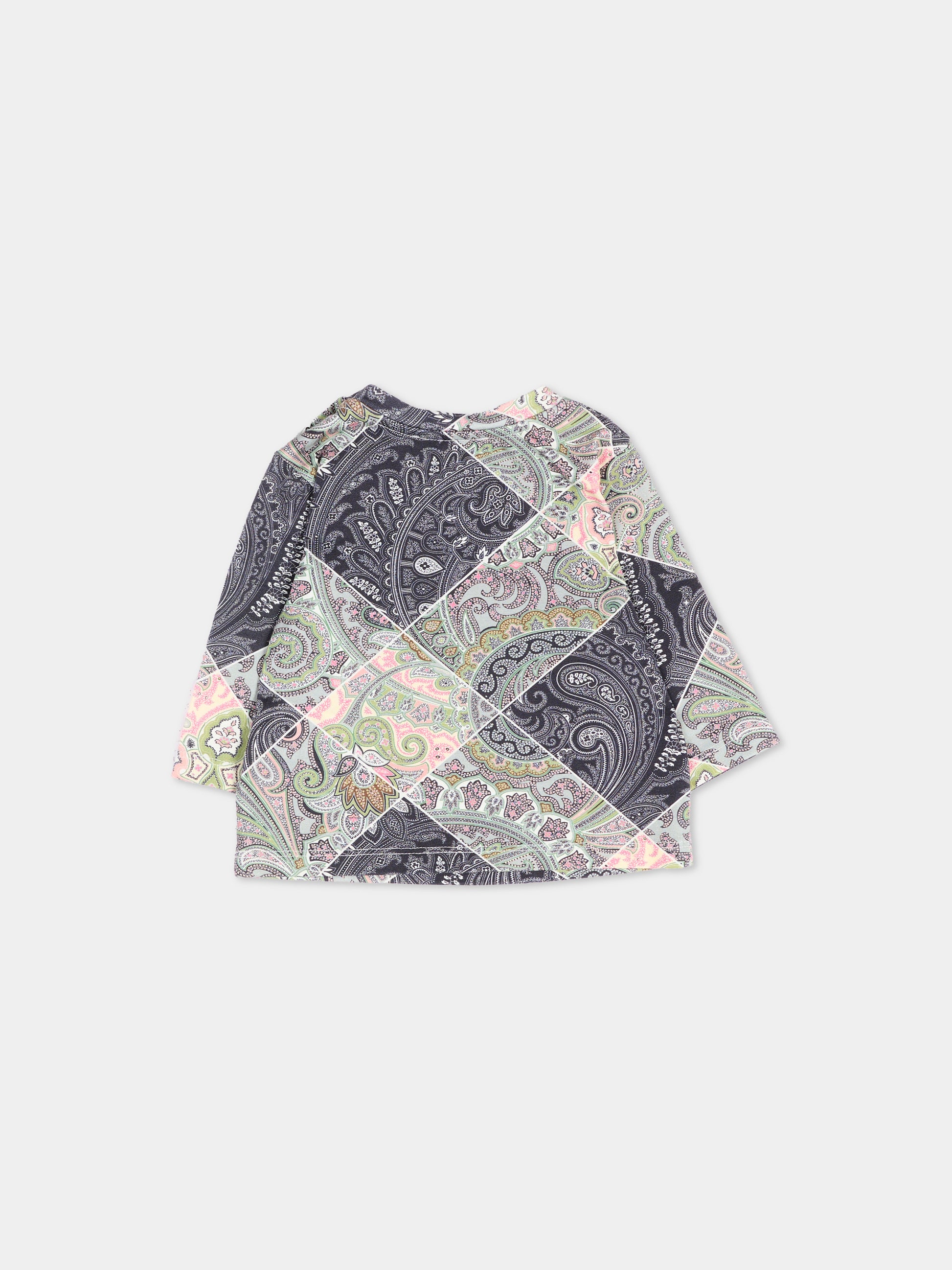 T-shirt multicolor per neonata con stampa paisley,Etro,GV8050 Z2417 621MC