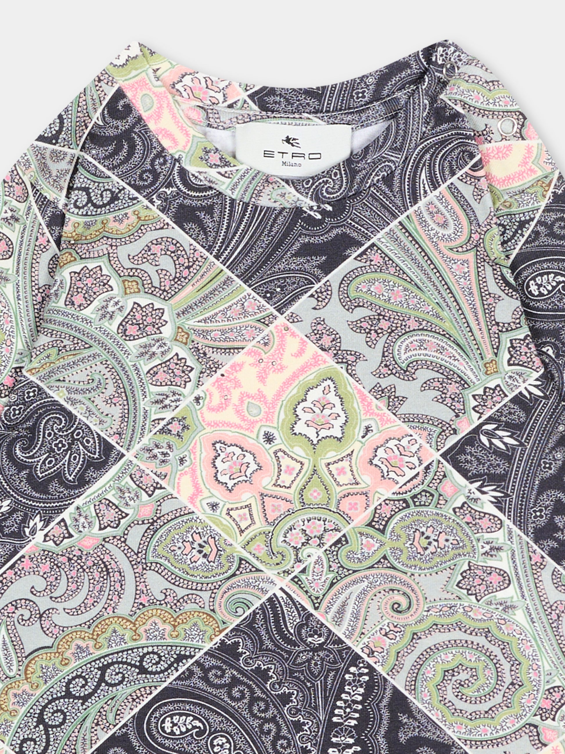 T-shirt multicolor per neonata con stampa paisley,Etro,GV8050 Z2417 621MC