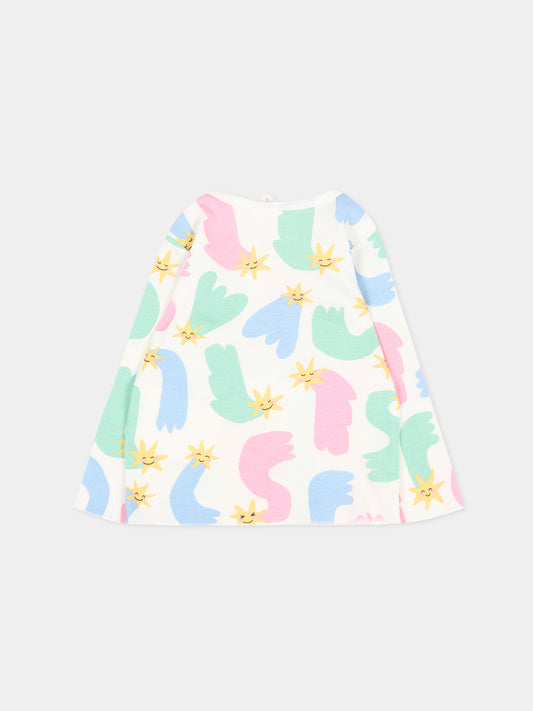T-Shirt avorio per neonata con stelle,Stella Mccartney Kids,TV8110 Z2272 101MC