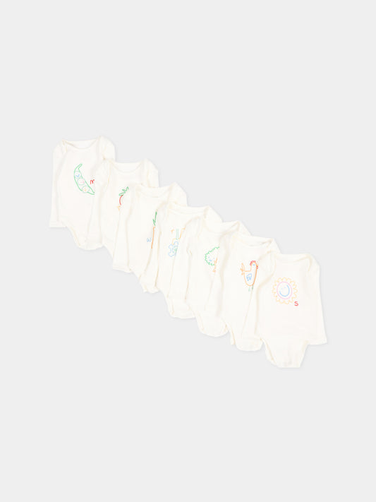 Set body avorio per neonato con ricami,Stella Mccartney Kids,TVB620 Z0669 101