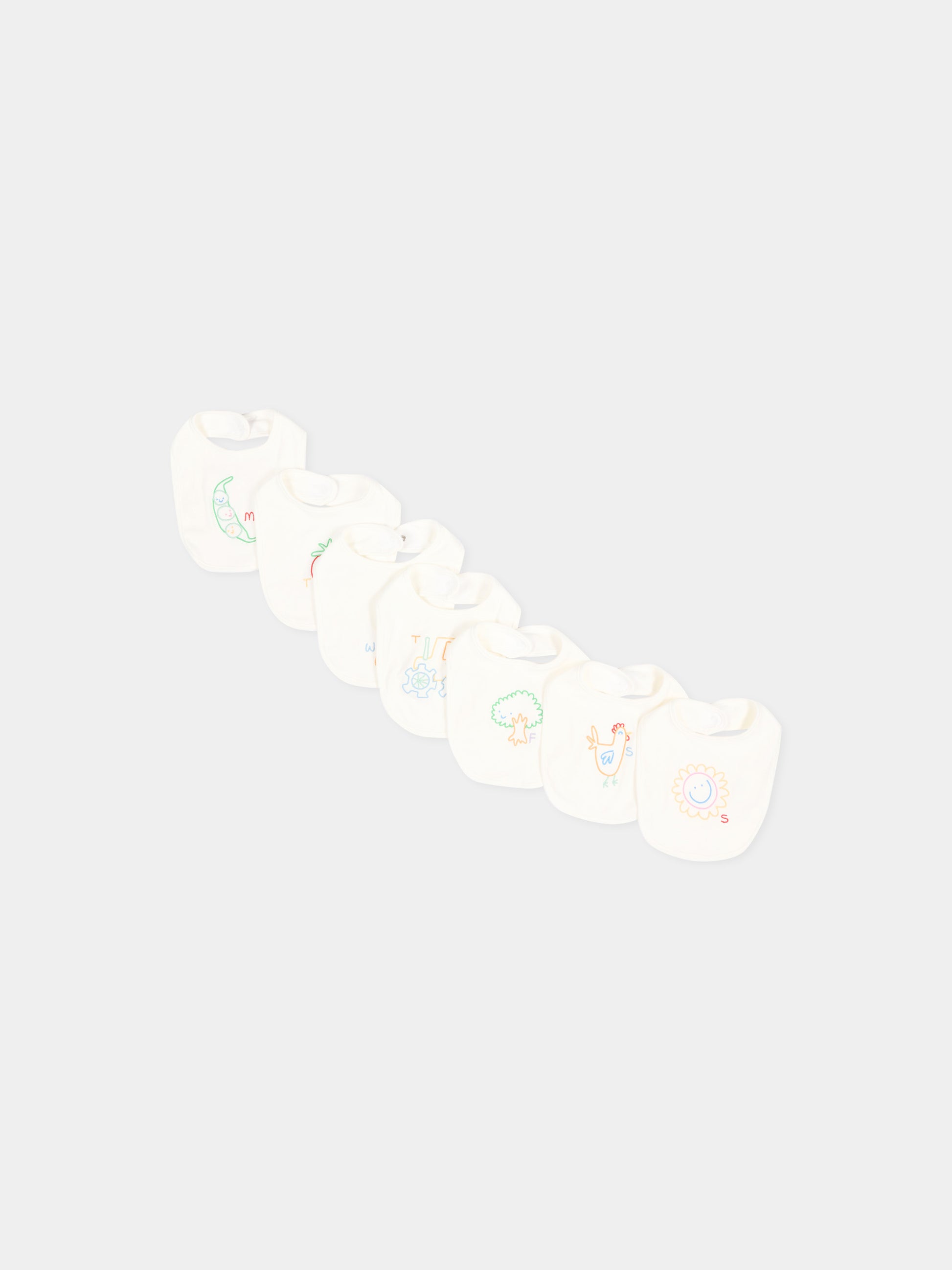 Bavaglino avorio per neonato con ricami,Stella Mccartney Kids,TVB630 Z0669 101