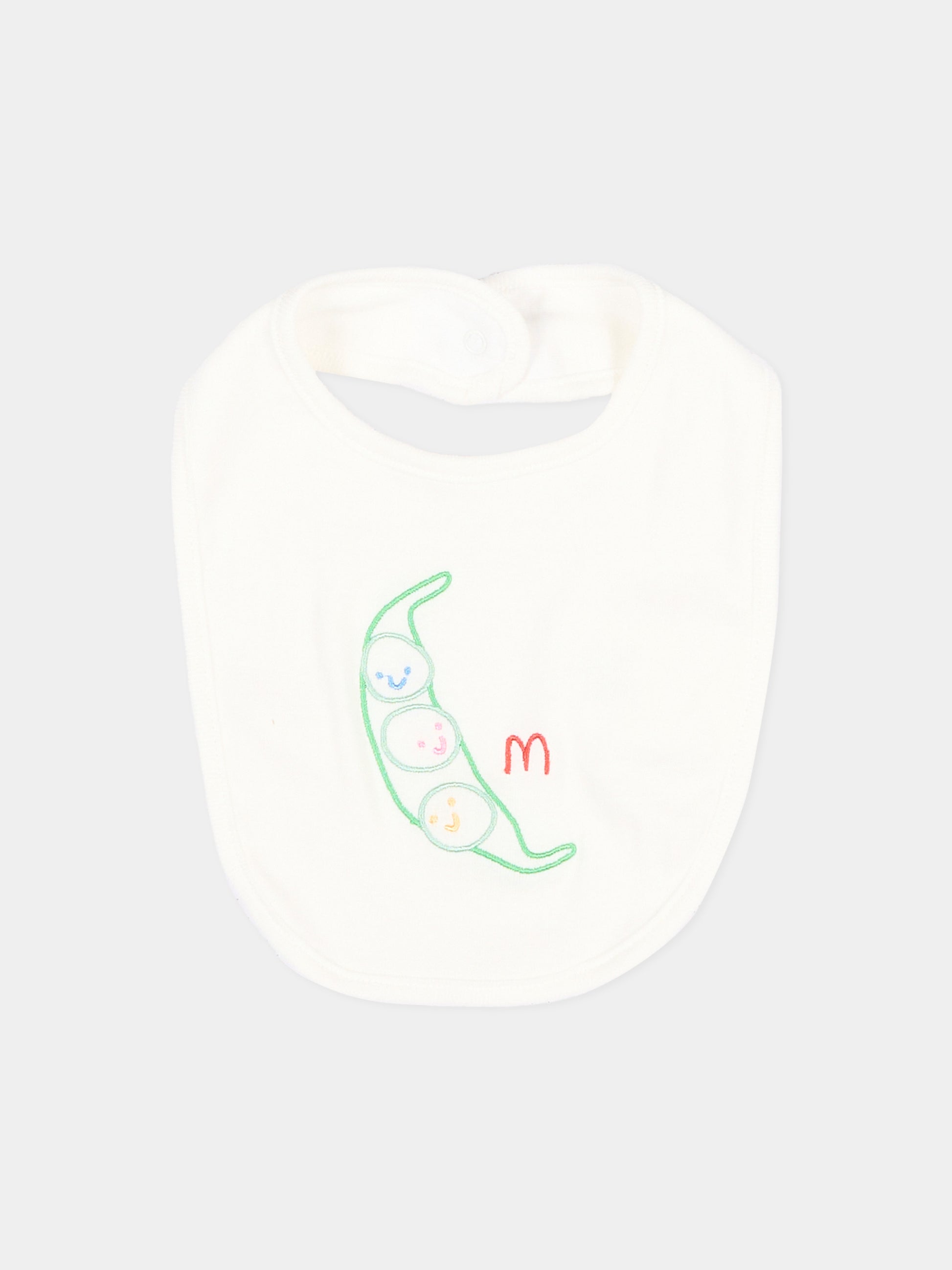 Bavaglino avorio per neonato con ricami,Stella Mccartney Kids,TVB630 Z0669 101